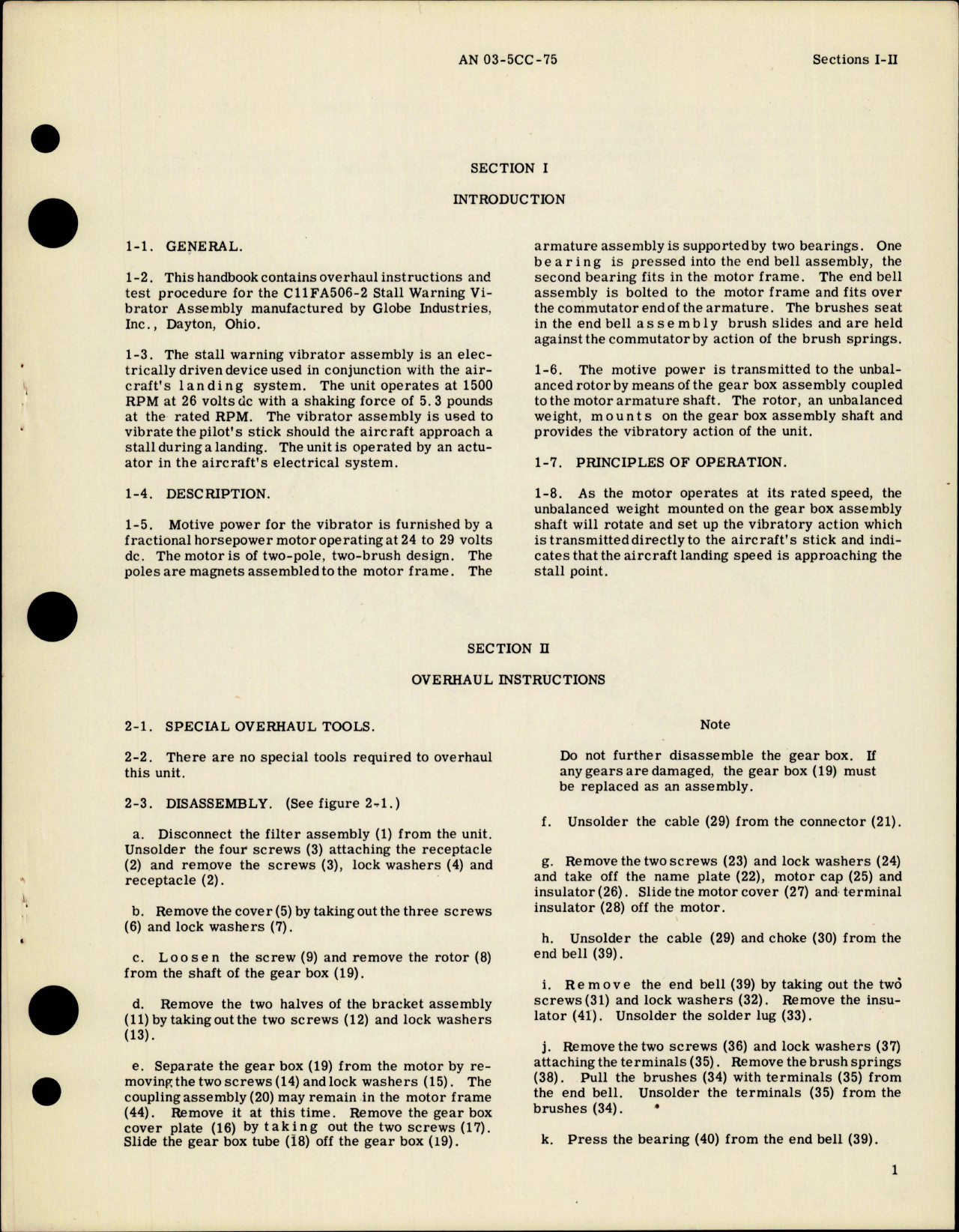 Sample page 5 from AirCorps Library document: Overhaul Instructions for Stall Warning Vibrator Assembly - Model C11FA506-2