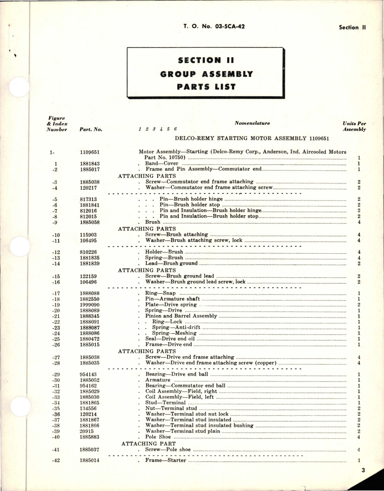 Sample page 5 from AirCorps Library document: Parts Catalog for Starting Motors - Parts 1109651 and 1109662