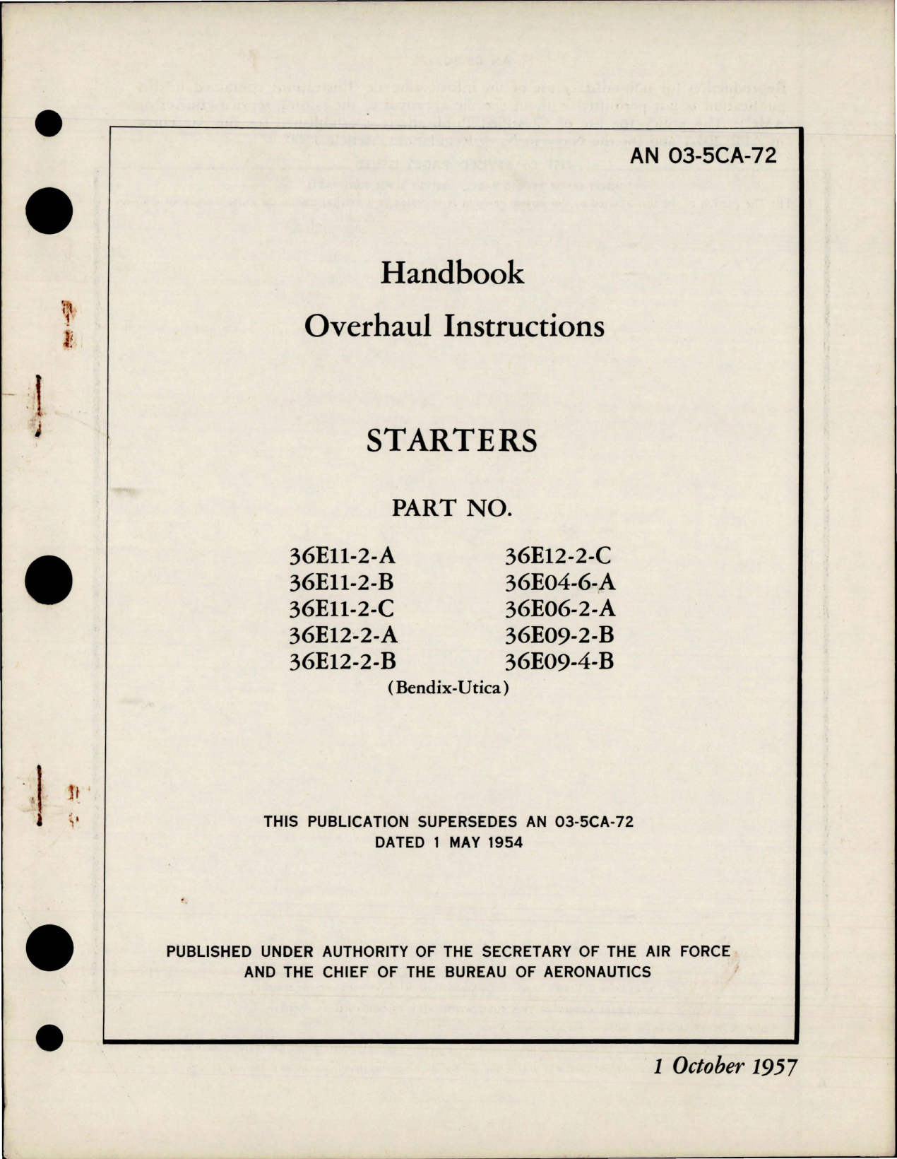 Sample page 1 from AirCorps Library document: Overhaul Instructions for Starters