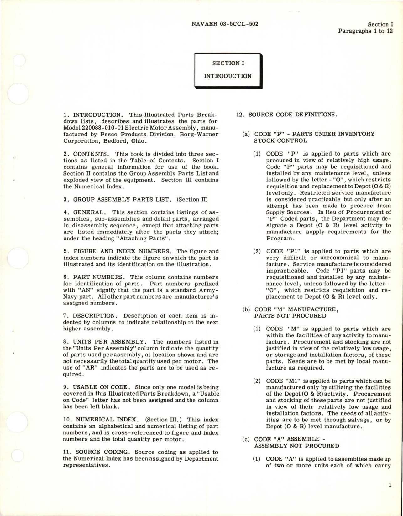 Sample page 5 from AirCorps Library document: Illustrated Parts Breakdown for Electric Motor Assembly - Model 220088-010-01