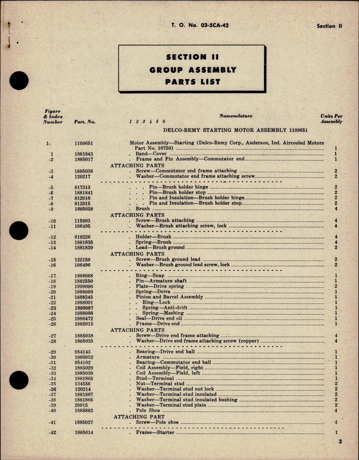 Sample page 5 from AirCorps Library document: Parts Catalog for Starting Motors - Parts 1109651 and 1109662 