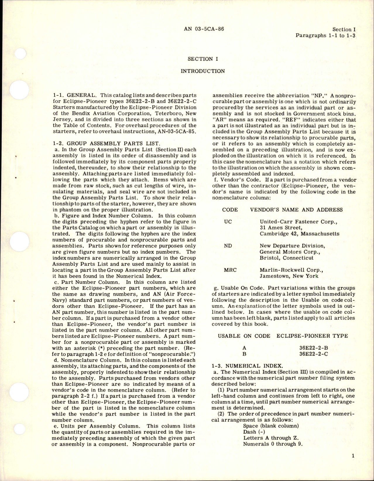 Sample page 5 from AirCorps Library document: Parts Catalog for Starter - Types 36E22-2-B and 36E22-2-C 