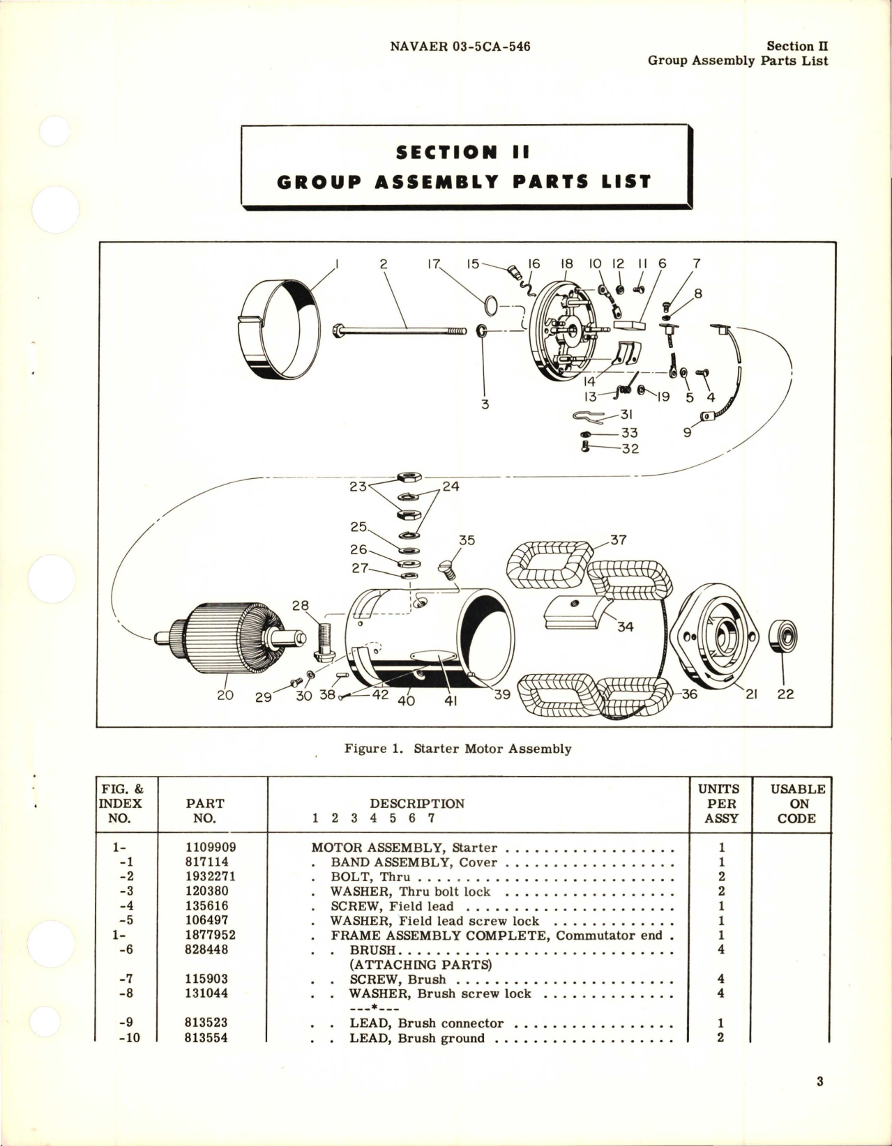 Sample page 5 from AirCorps Library document: Illustrated Parts Breakdown for Starting Motor Assembly - Part 1109909