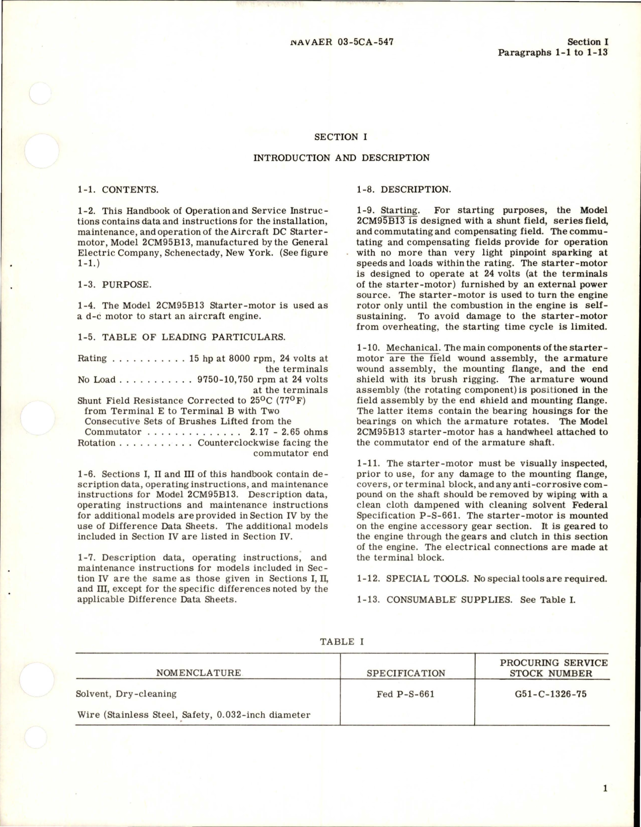 Sample page 5 from AirCorps Library document: Operation and Service Instructions for Aircraft Starter Motors 