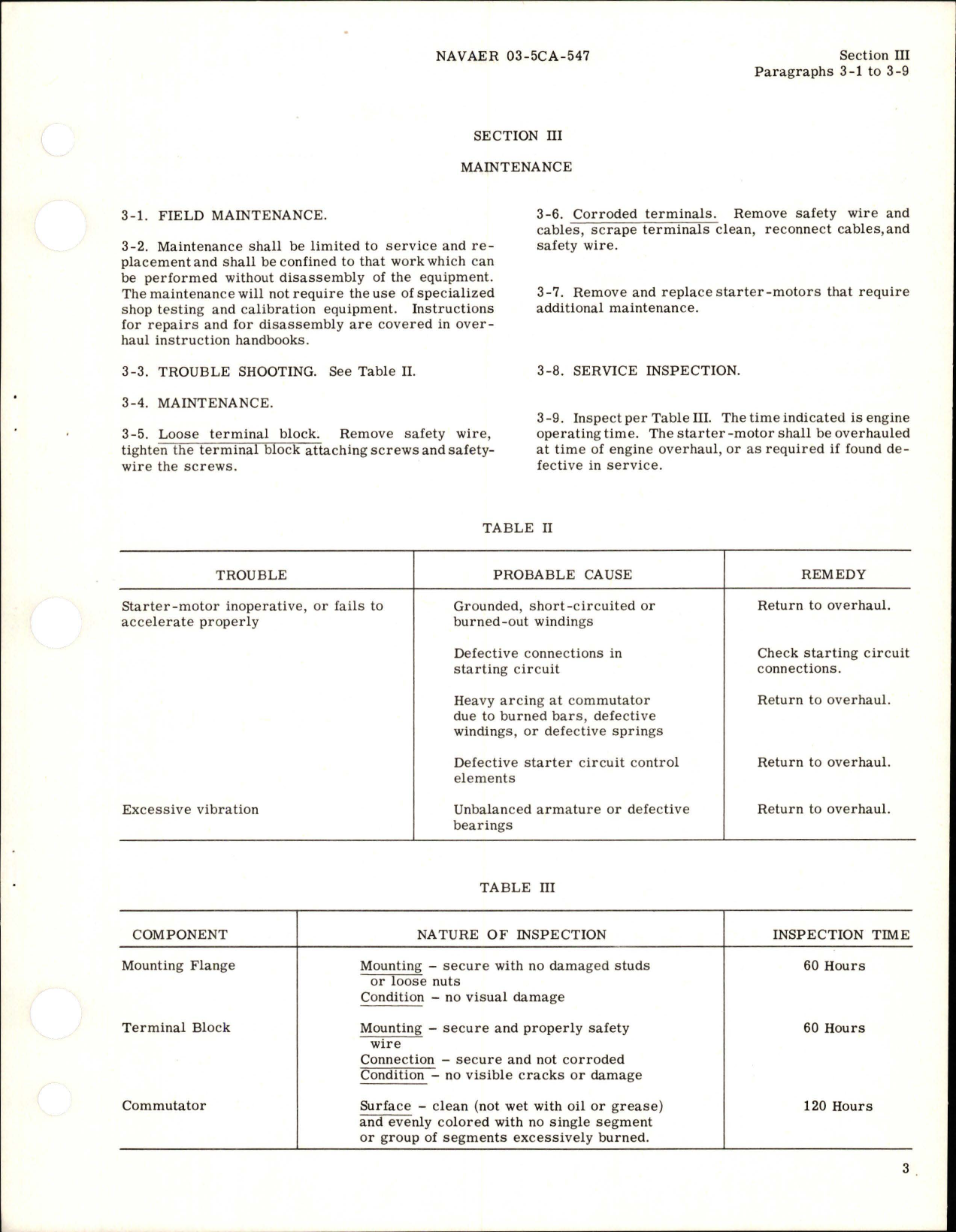 Sample page 7 from AirCorps Library document: Operation and Service Instructions for Aircraft Starter Motors 