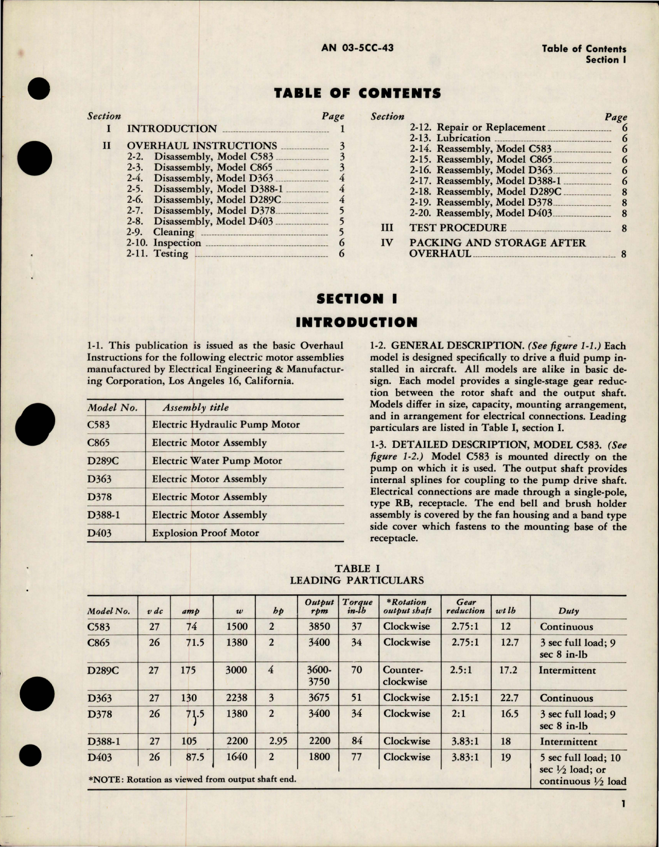 Sample page 5 from AirCorps Library document: Overhaul Instructions for Electric Motors 