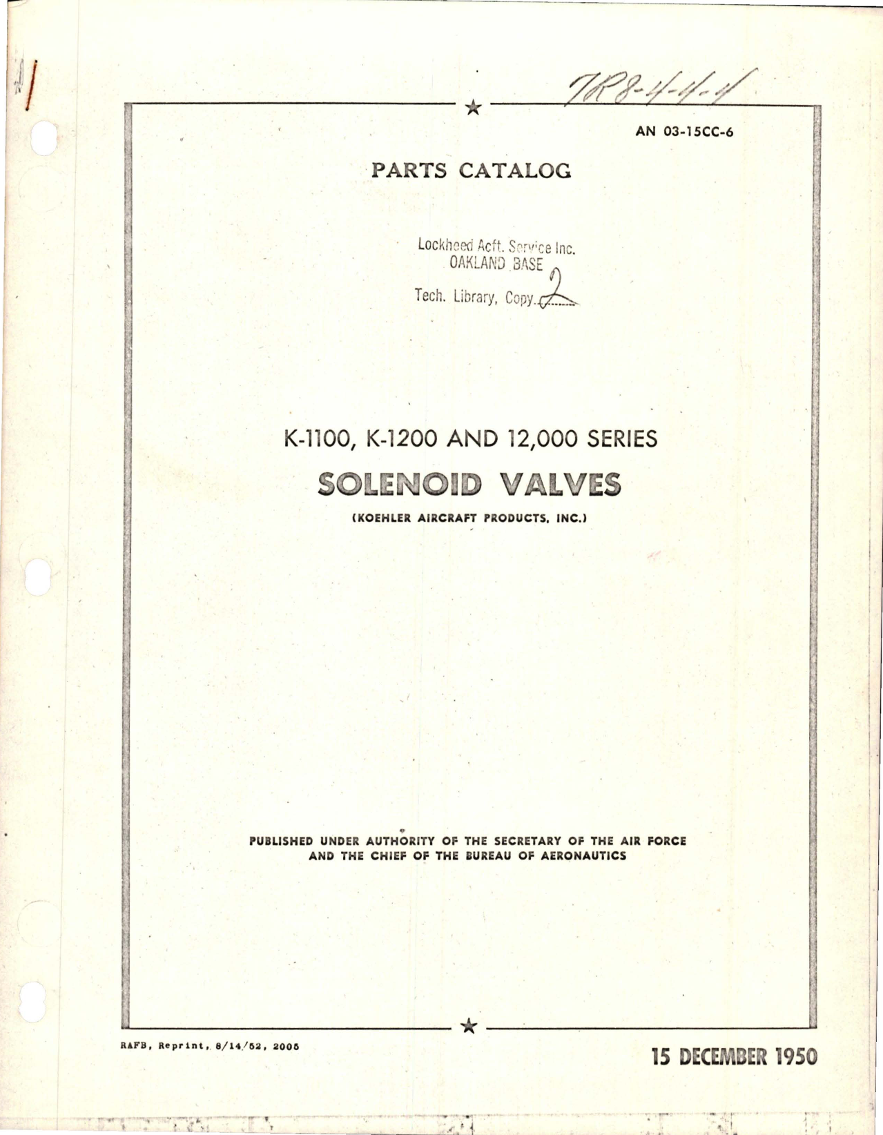 Sample page 1 from AirCorps Library document: Parts Catalog for Solenoid Valves - K-1100, K-1200 and 12,000 Series