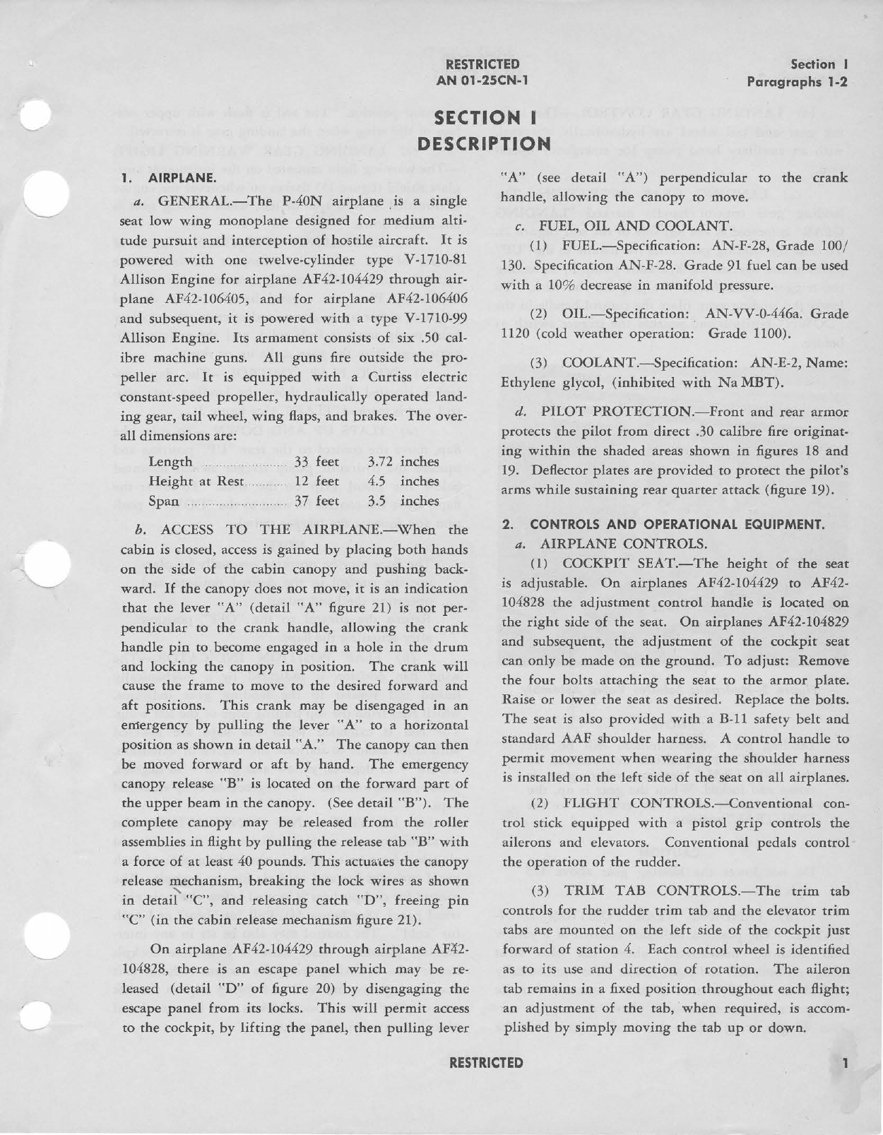 Sample page 7 from AirCorps Library document: Pilot's Flight Operating Instructions for P-40N Series - Kittyhawk IV
