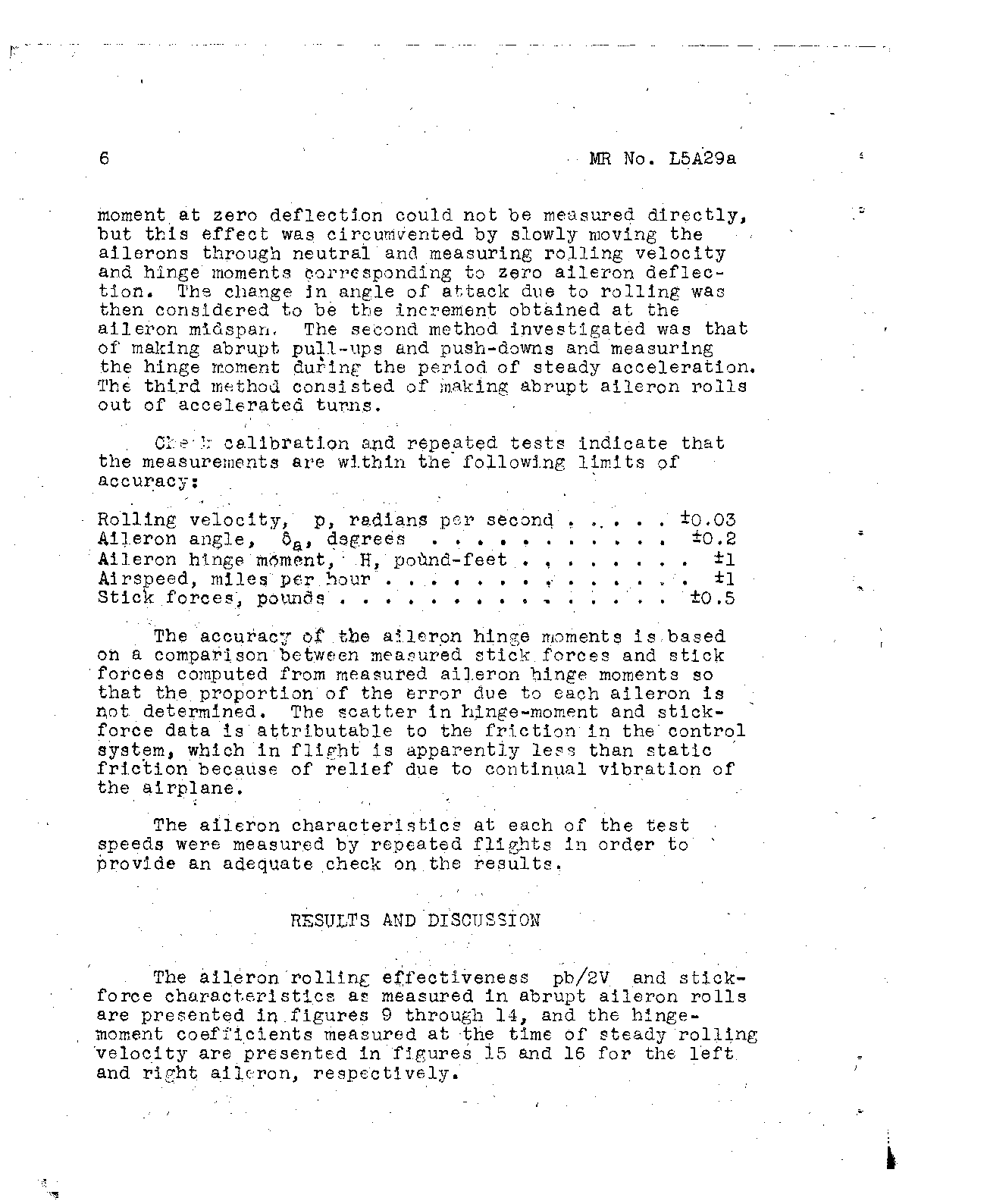 Sample page 7 from AirCorps Library document: Wartime Report for the Measurement of Aileron Hinge Moments and Aileron Control Characteristics of the P-40F