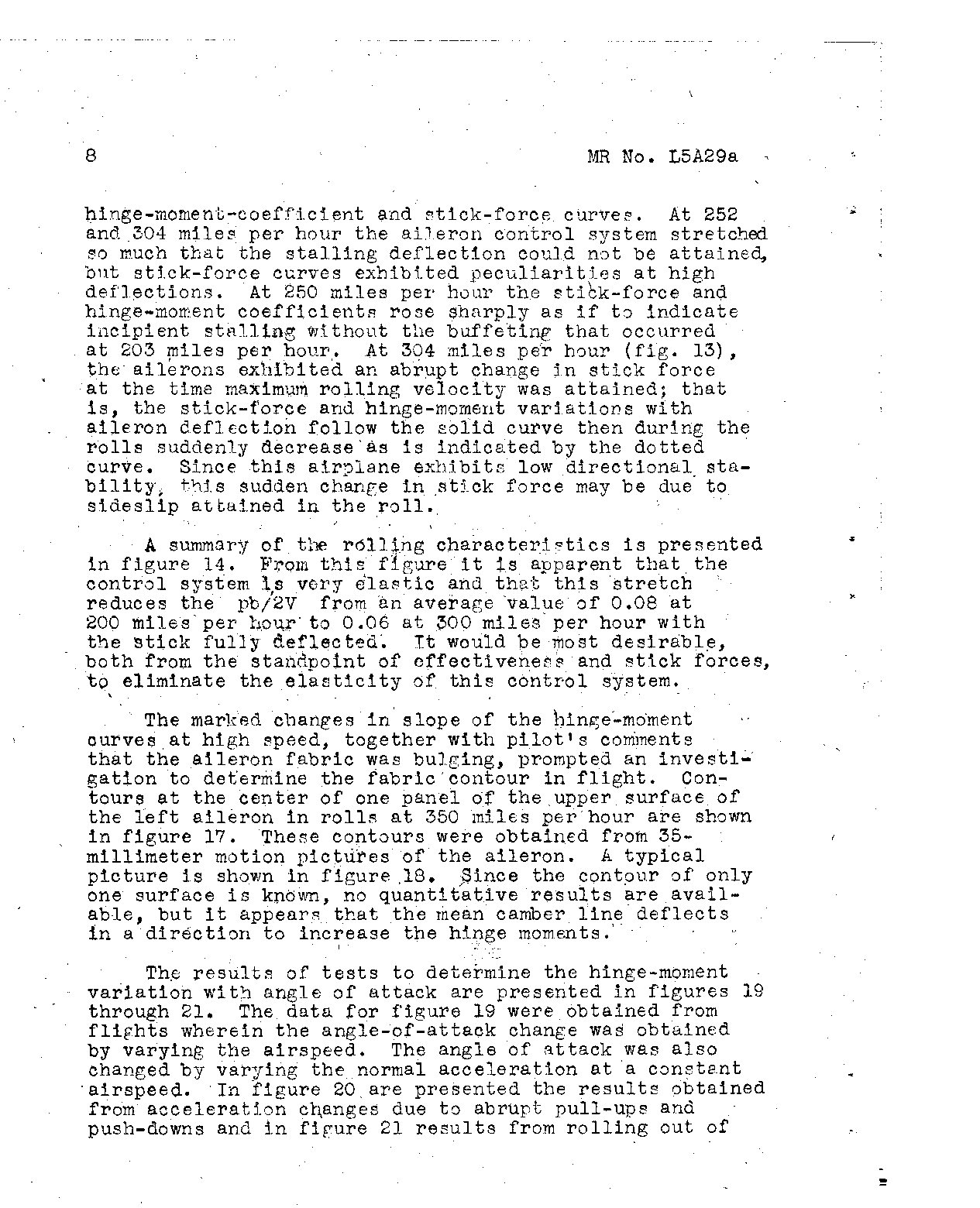 Sample page 9 from AirCorps Library document: Wartime Report for the Measurement of Aileron Hinge Moments and Aileron Control Characteristics of the P-40F