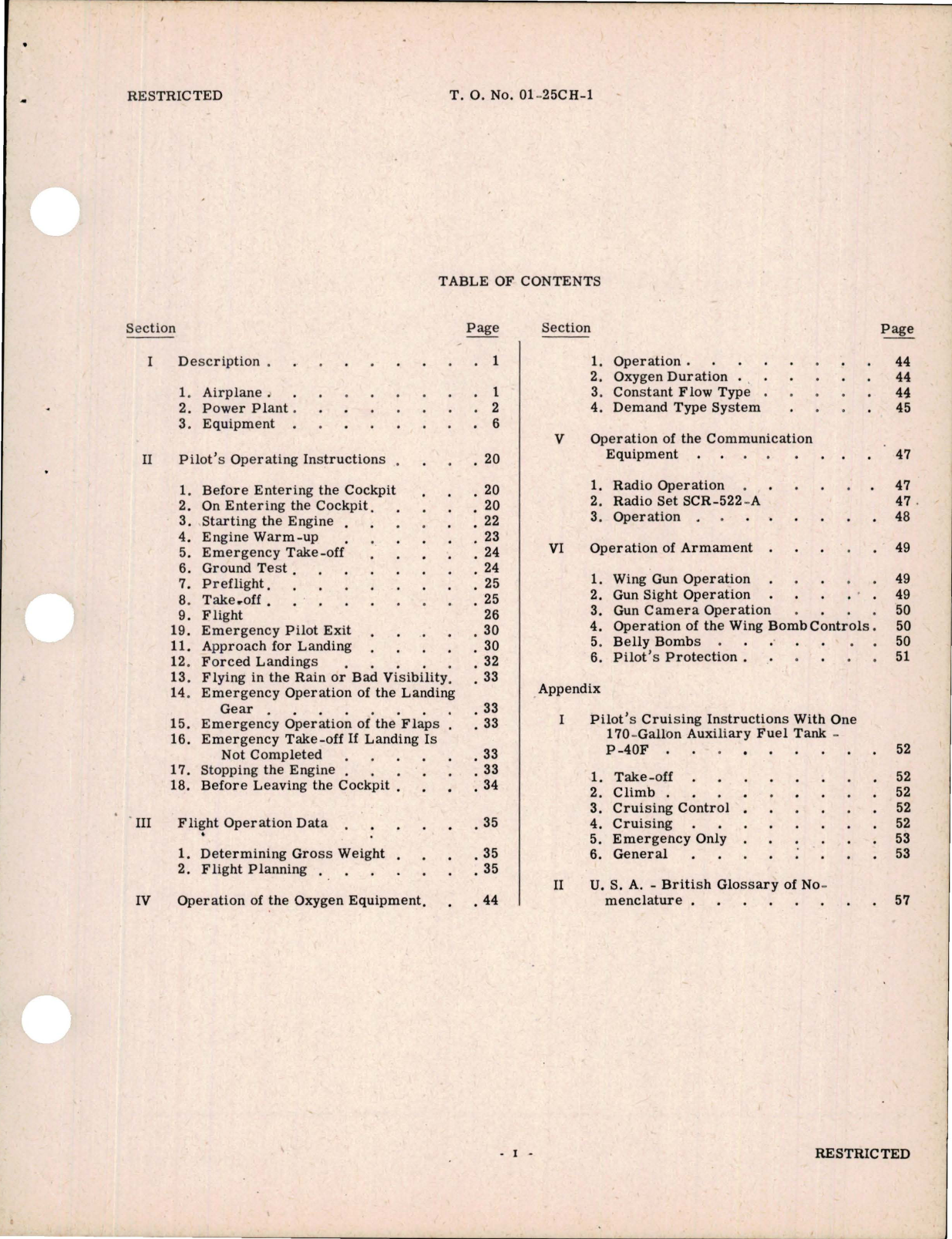 Sample page 5 from AirCorps Library document: Pilot's Flight Operating Instructions for P-40F and P-40L