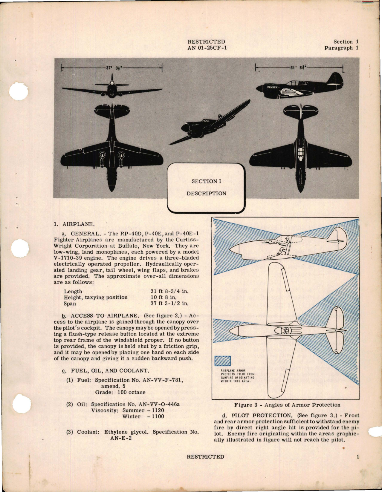 Sample page 7 from AirCorps Library document: Pilot's Flight Operating Instructions for P-40D, P-40E, P-40E-1, Kittyhawk I, and Kittyhawk IA