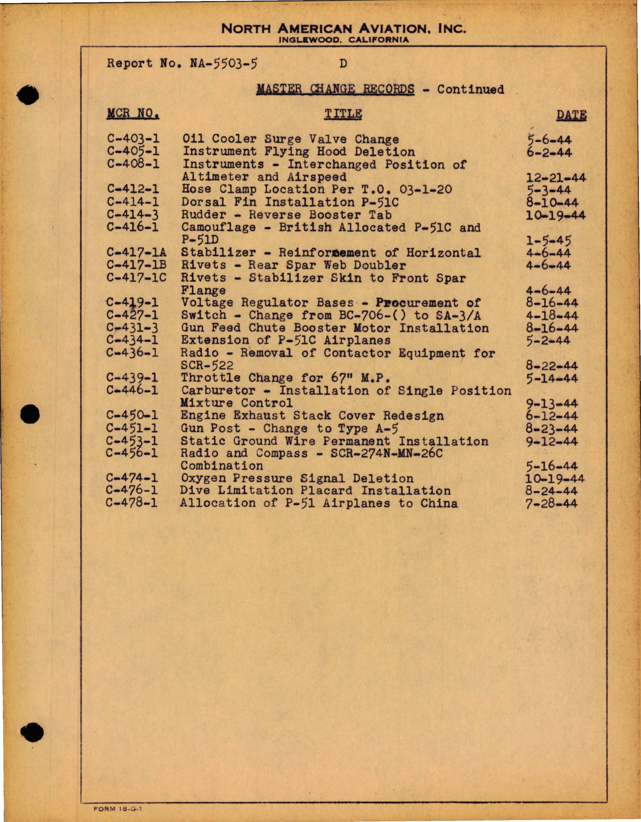 Sample page 5 from AirCorps Library document: Final Corrected Data Model Specification for P-51C-10-NT