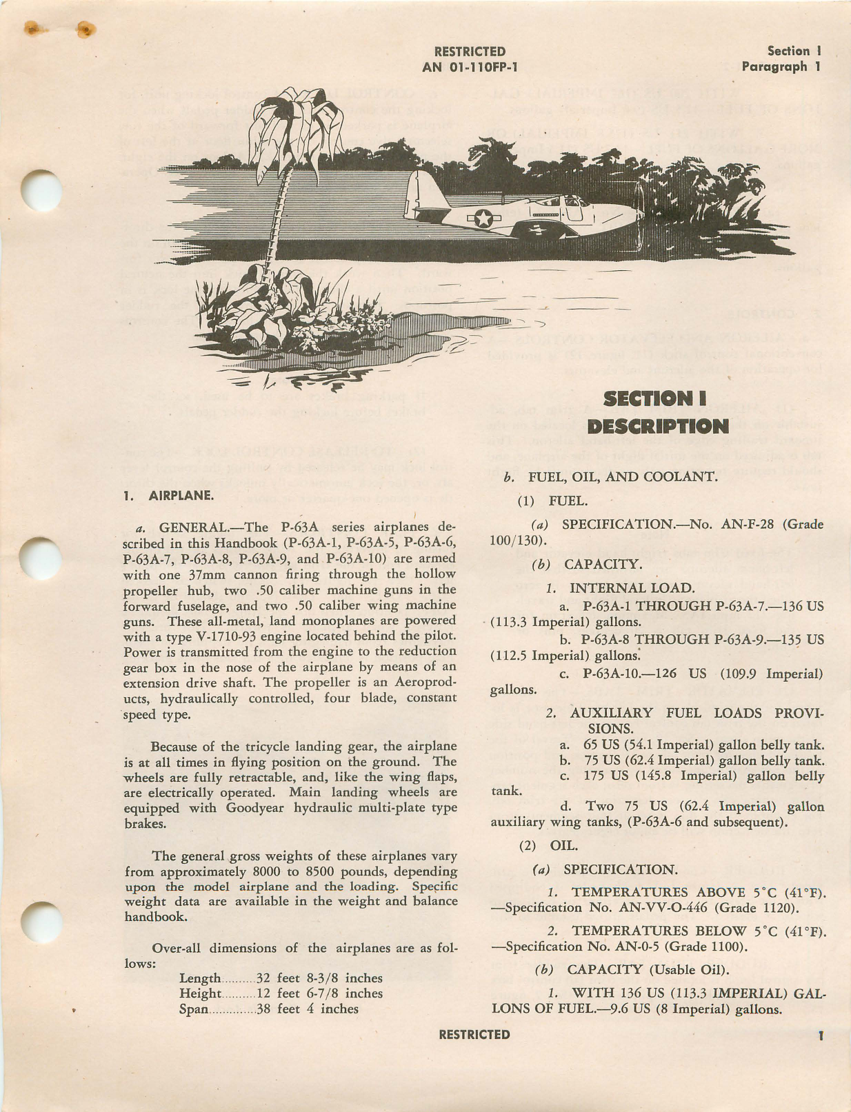 Sample page 5 from AirCorps Library document: Pilot's Flight Operating Instructions for P-63A-1, P-63A-5, P-63A-6, P-63A-7, P-63A-8, P-63A-9, P-63A-10