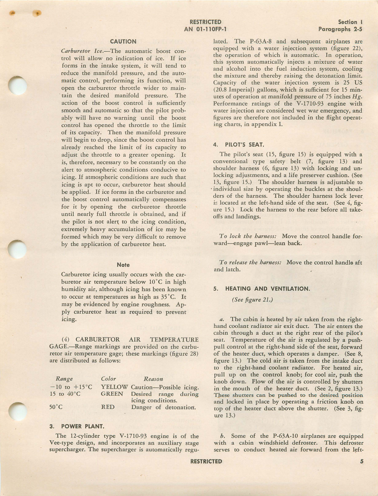 Sample page 9 from AirCorps Library document: Pilot's Flight Operating Instructions for P-63A-1, P-63A-5, P-63A-6, P-63A-7, P-63A-8, P-63A-9, P-63A-10