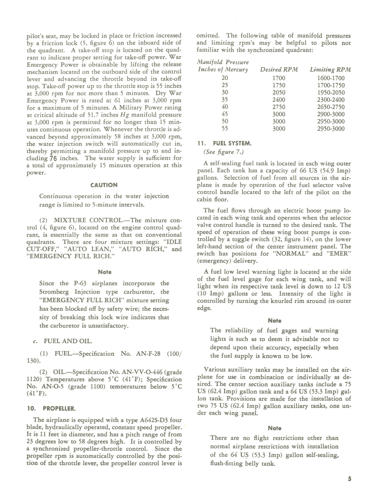 Sample page 9 from AirCorps Library document: Pilot's Flight Operating Instructions for P-63C