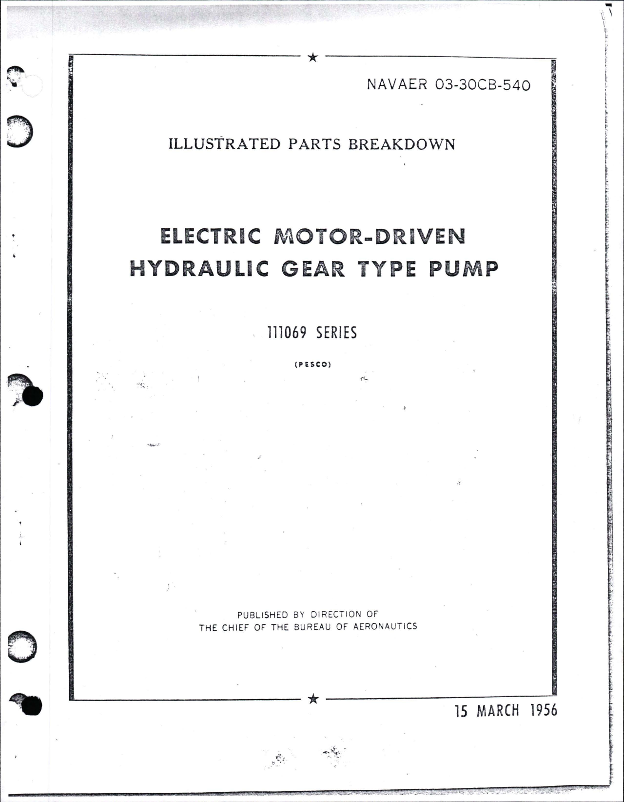 Sample page 1 from AirCorps Library document: Illustrated Parts Breakdown for Electric Motor Driven Hydraulic Gear Type Pump - 111069 Series