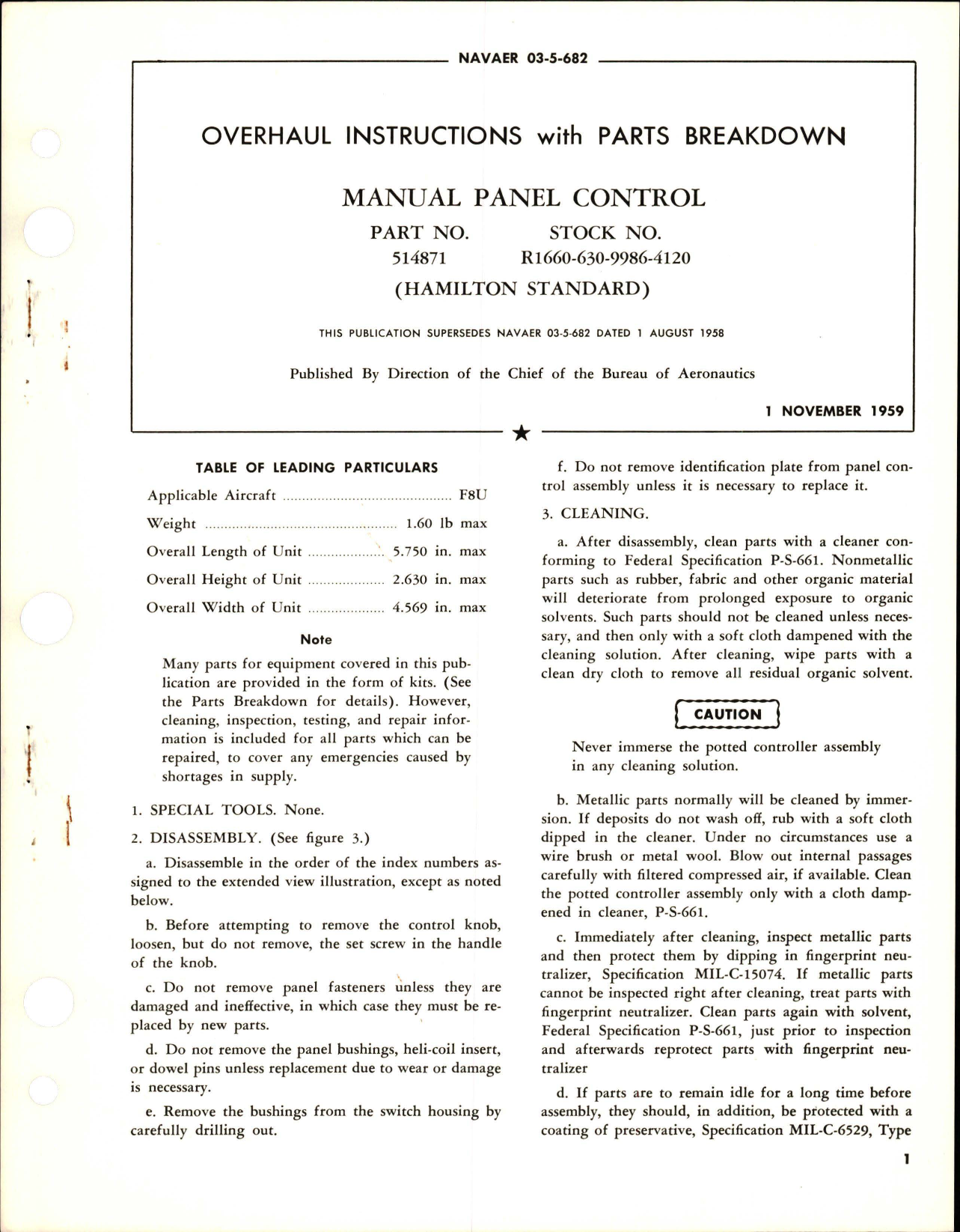 Sample page 1 from AirCorps Library document: Overhaul Instructions with Parts Breakdown for Manual Panel Control - Part 514871