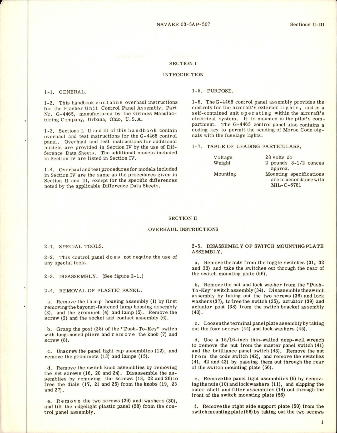 Sample page 5 from AirCorps Library document: Overhaul Instructions for Flasher Unit Control Panel Assy - Part G-4465