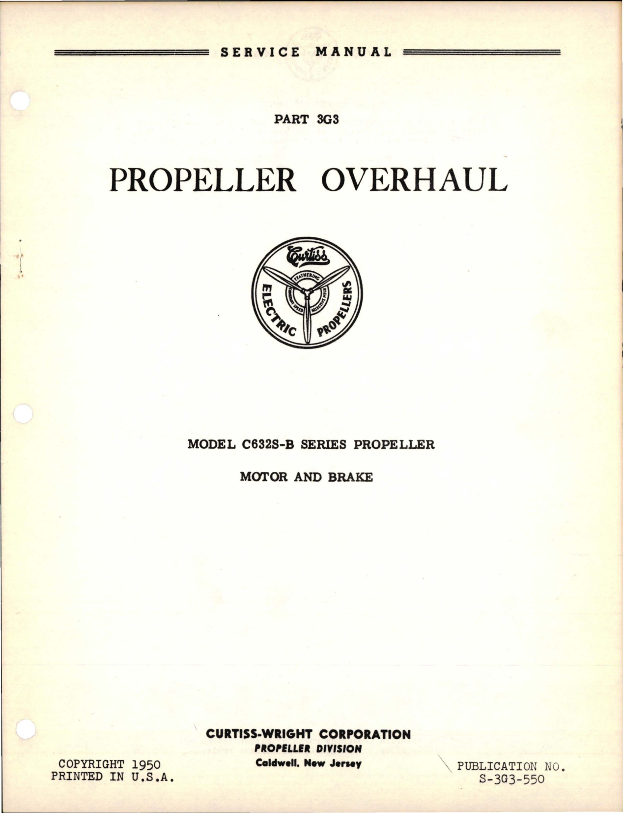 Sample page 1 from AirCorps Library document: Propeller Overhaul for Motor and Brake - Model C632S-B Series