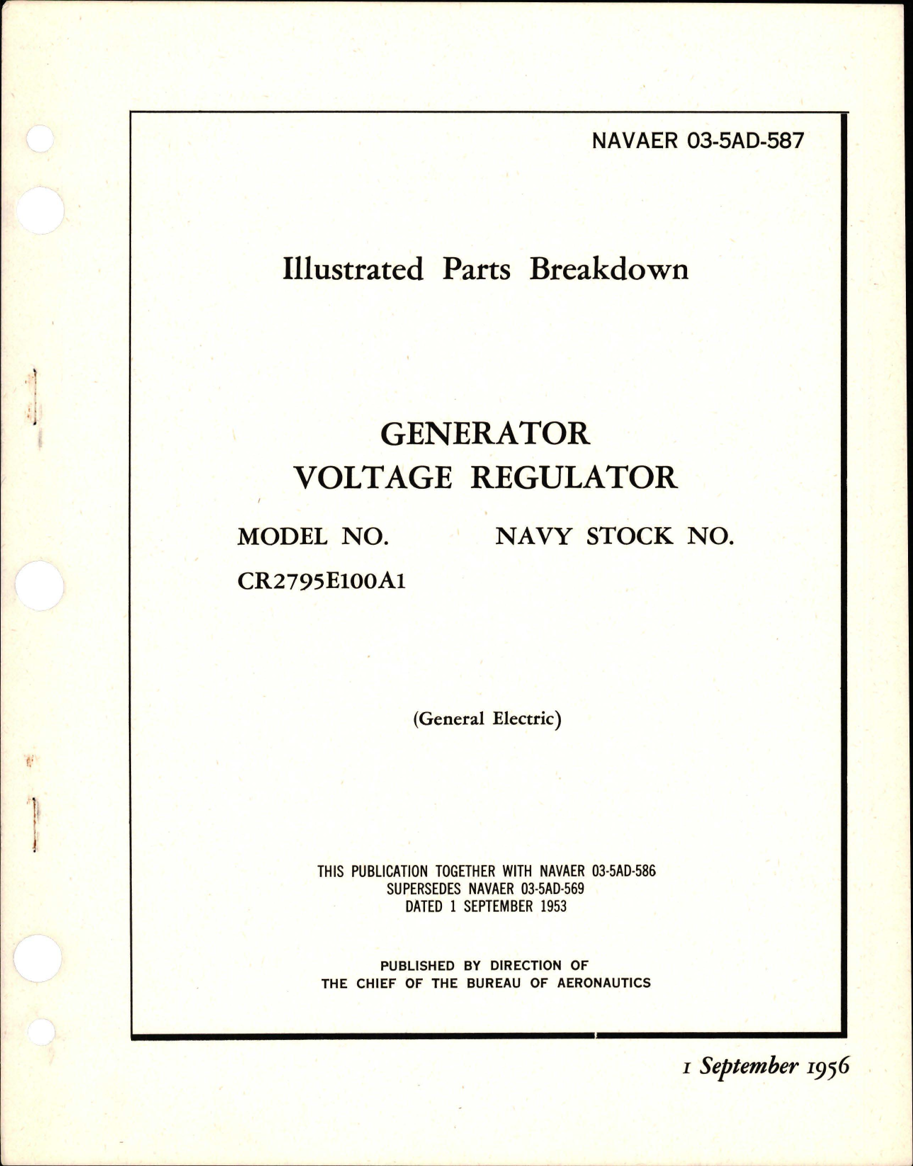 Sample page 1 from AirCorps Library document: Illustrated Parts Breakdown for Generator Voltage Regulator - Model CR2795E100A1 