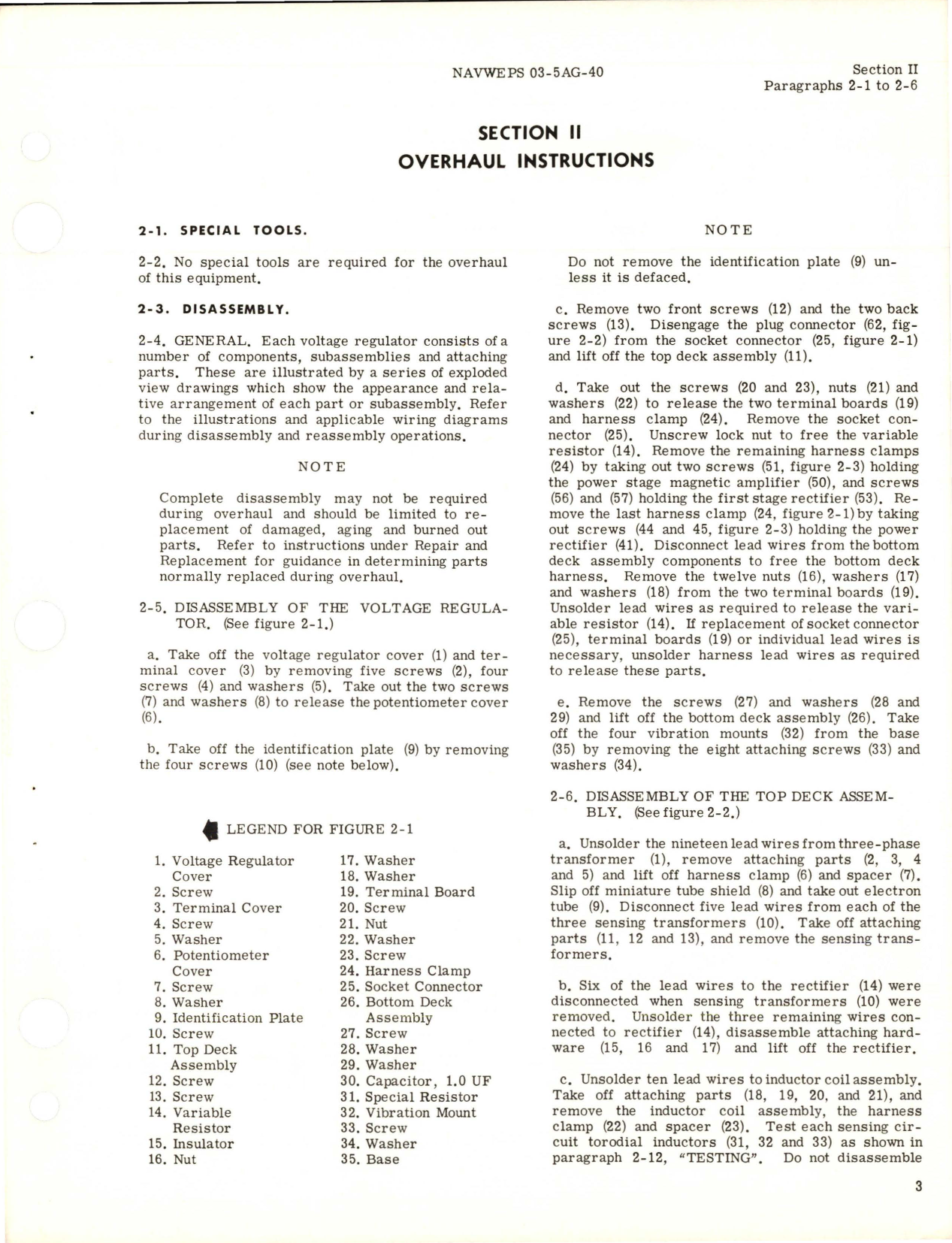 Sample page 7 from AirCorps Library document: Overhaul Instructions for Voltage Regulator - Model 51107-003