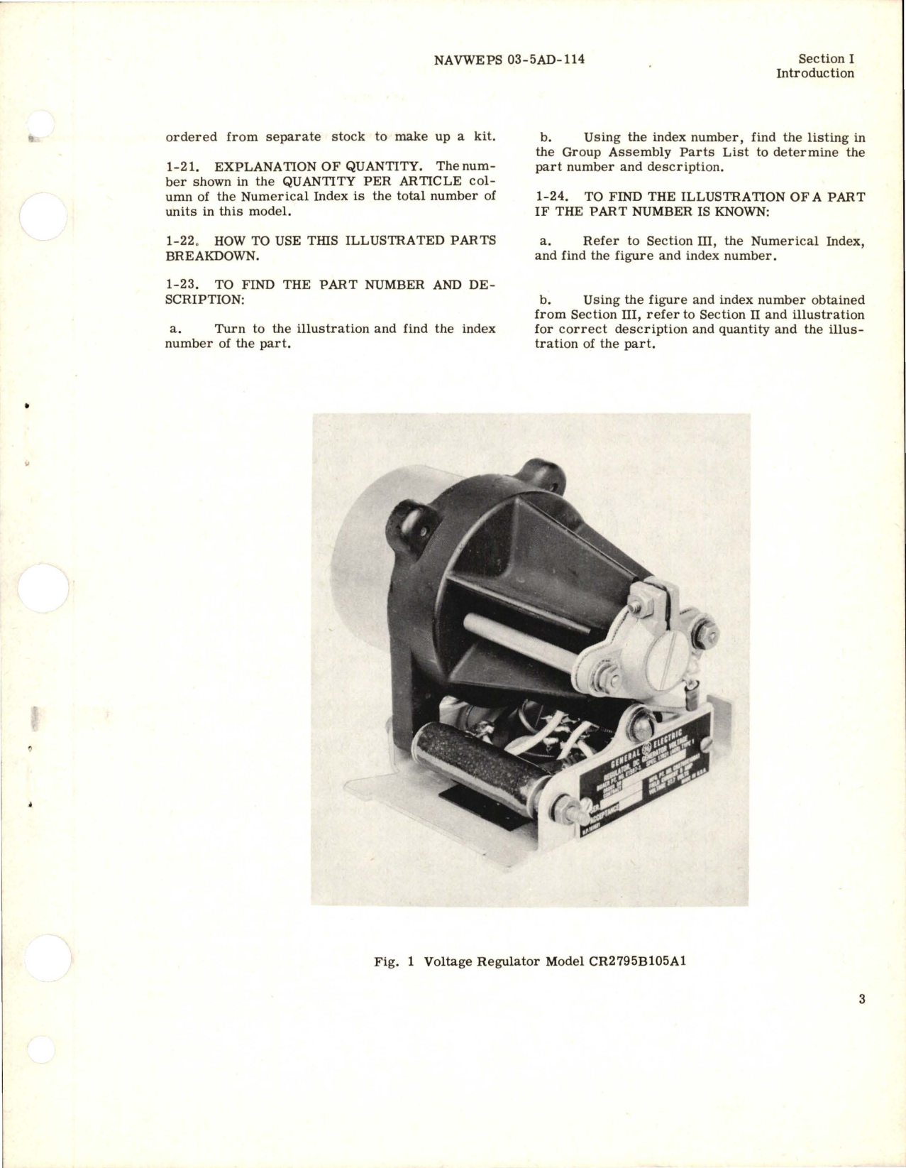 Sample page 5 from AirCorps Library document: Illustrated Parts Breakdown for Voltage Regulator - Models CR2795B105A1, CR2795B105B1, CR2795B105C1, and CR2795B105D1