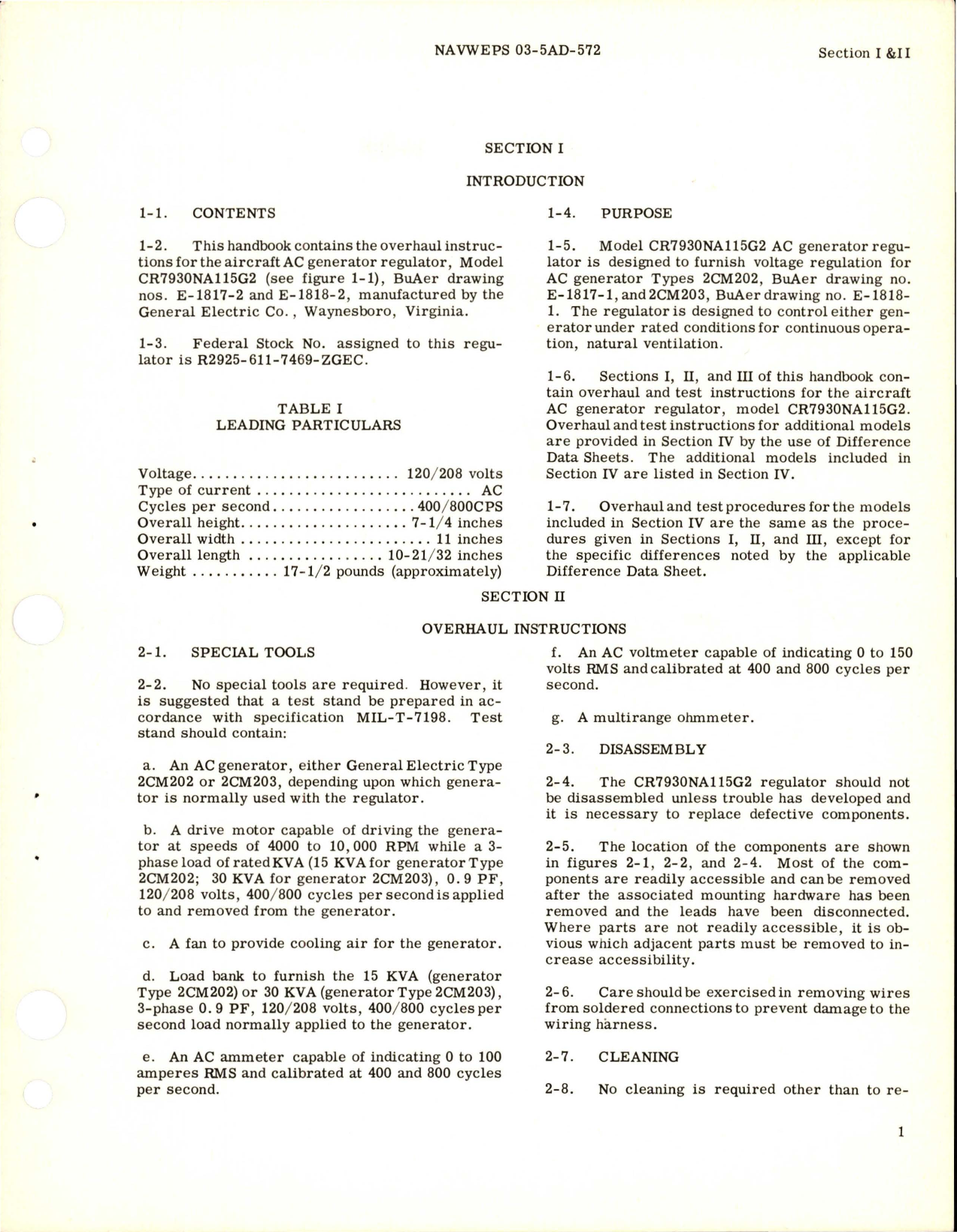 Sample page 5 from AirCorps Library document: Overhaul Instructions for Aircraft Static Voltage Regulator - Models CR7930NA115G2, CR7930NA115G3, CR7930NA115G6 