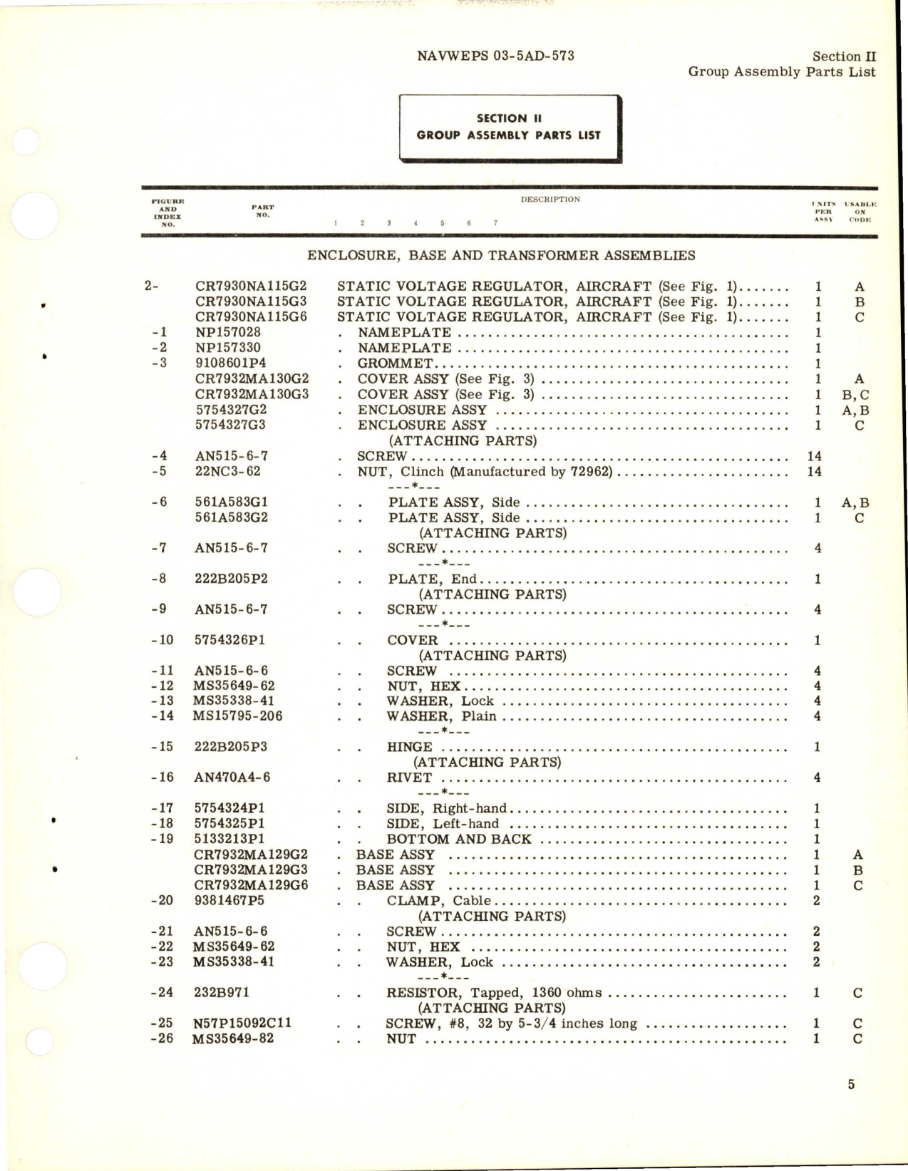 Sample page 7 from AirCorps Library document: Illustrated Parts Breakdown for Aircraft Static Voltage Regulator - Models CR7930NA115G2, CR7930NA115G3, and CR7930NA115G6 