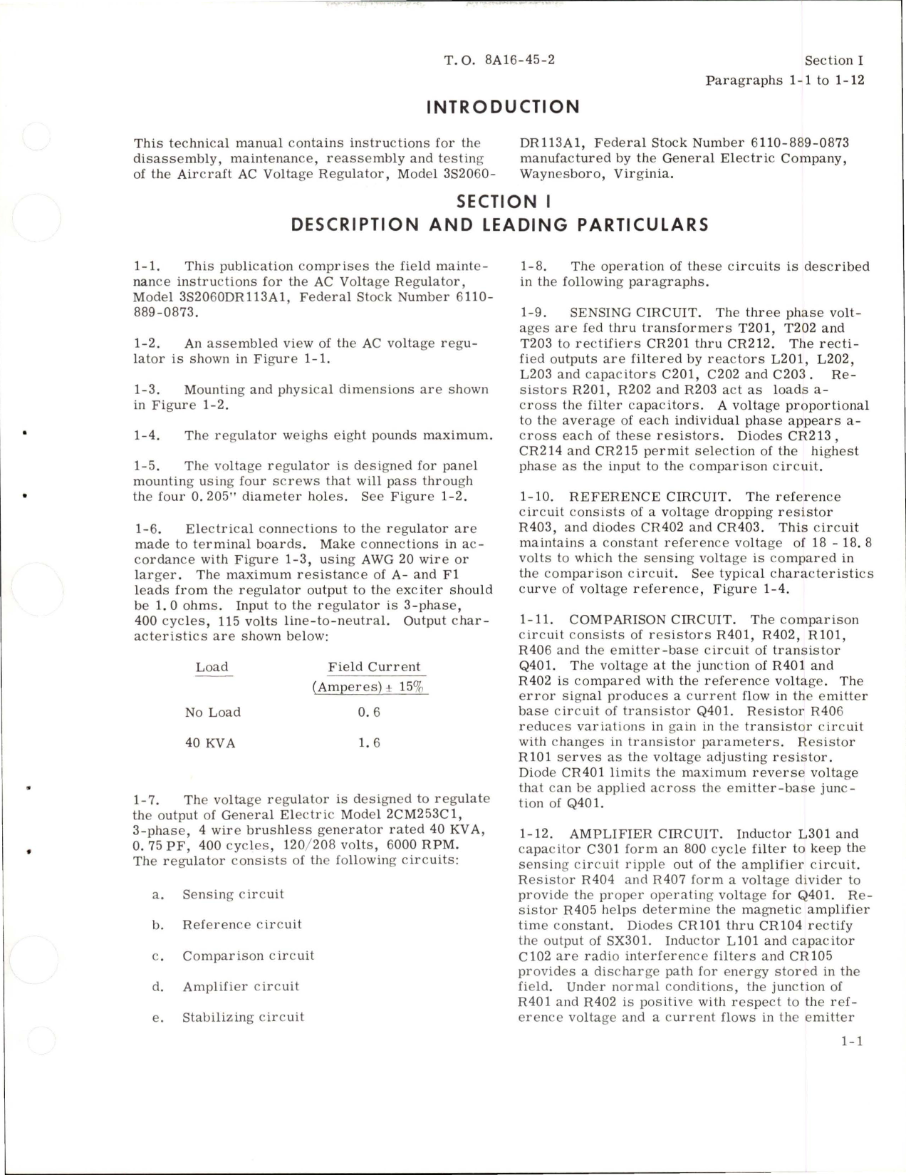 Sample page 5 from AirCorps Library document: Maintenance Instructions for AC Voltage Regulator - Model 3S2060DR113A1