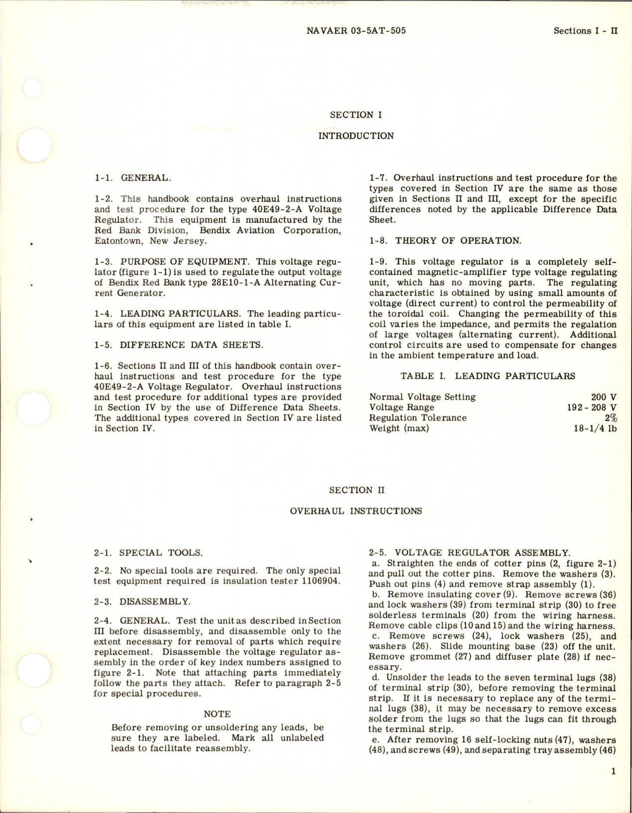 Sample page 5 from AirCorps Library document: Overhaul Instructions for Voltage Regulators 