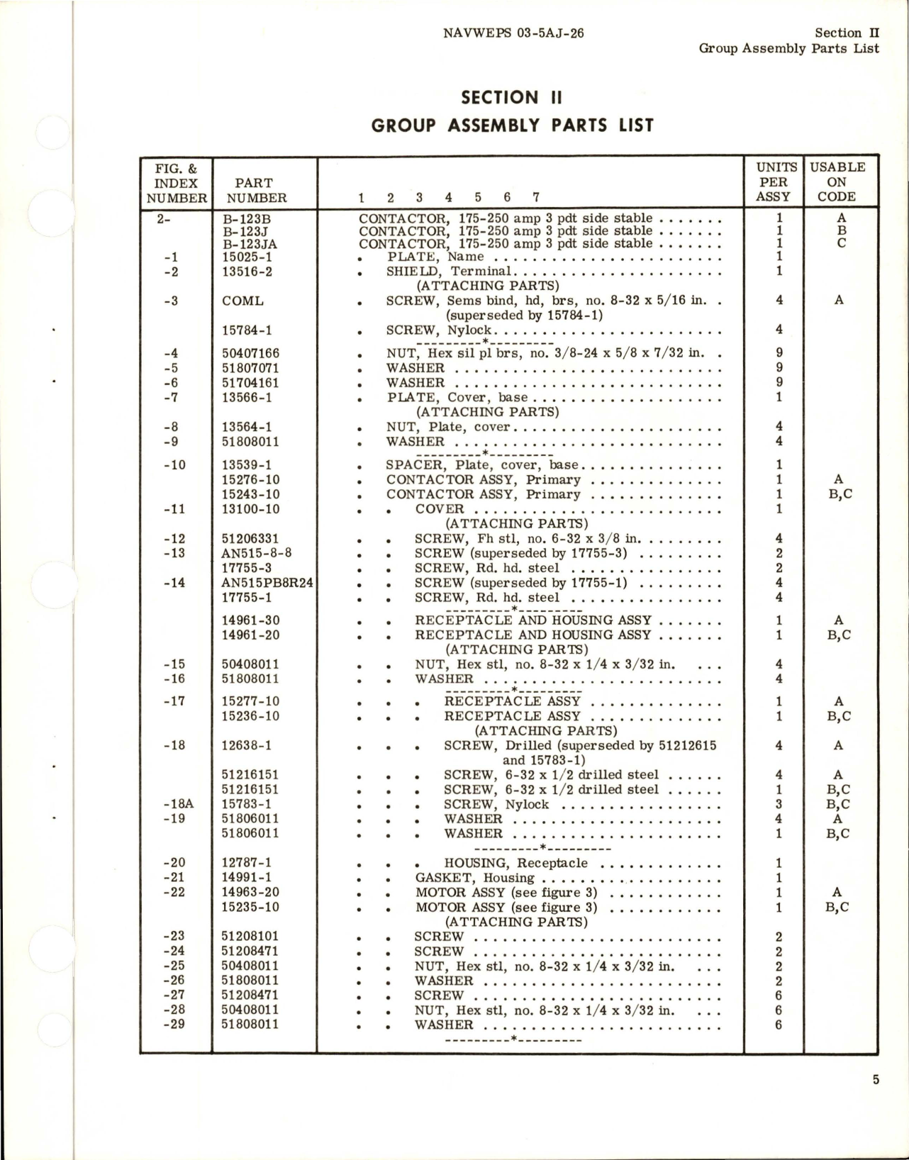 Sample page 7 from AirCorps Library document: Illustrated Parts Breakdown for Contactor - Models B-123B, B-123J, and B-123JA 