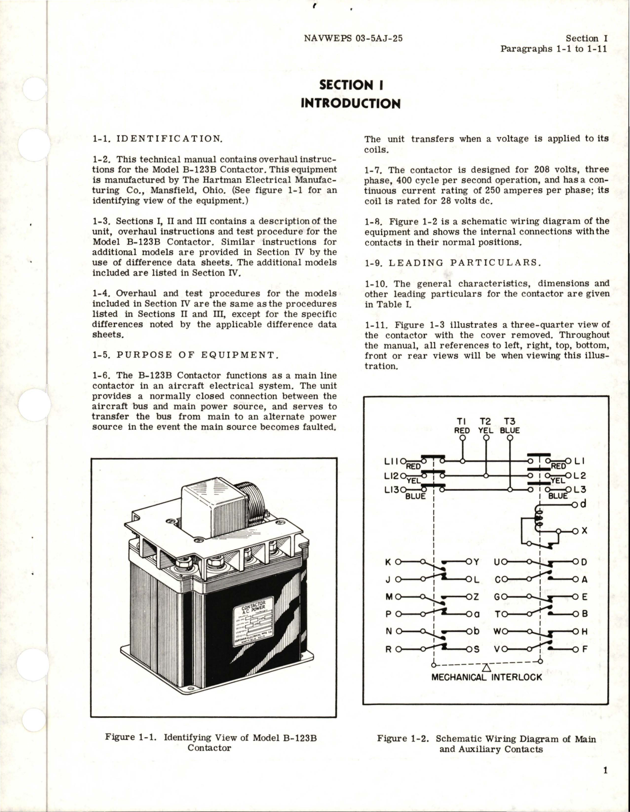 Sample page 5 from AirCorps Library document: Overhaul Instructions for Contactor - Model B-123B and B-123J