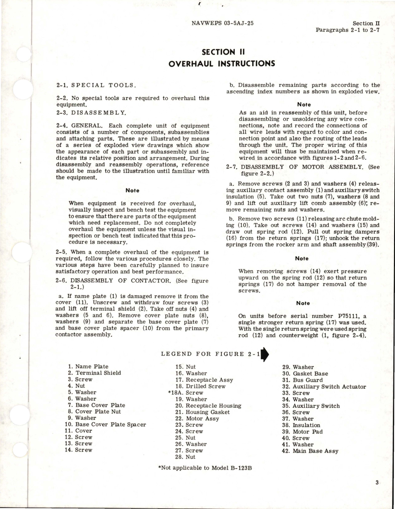 Sample page 7 from AirCorps Library document: Overhaul Instructions for Contactor - Model B-123B and B-123J