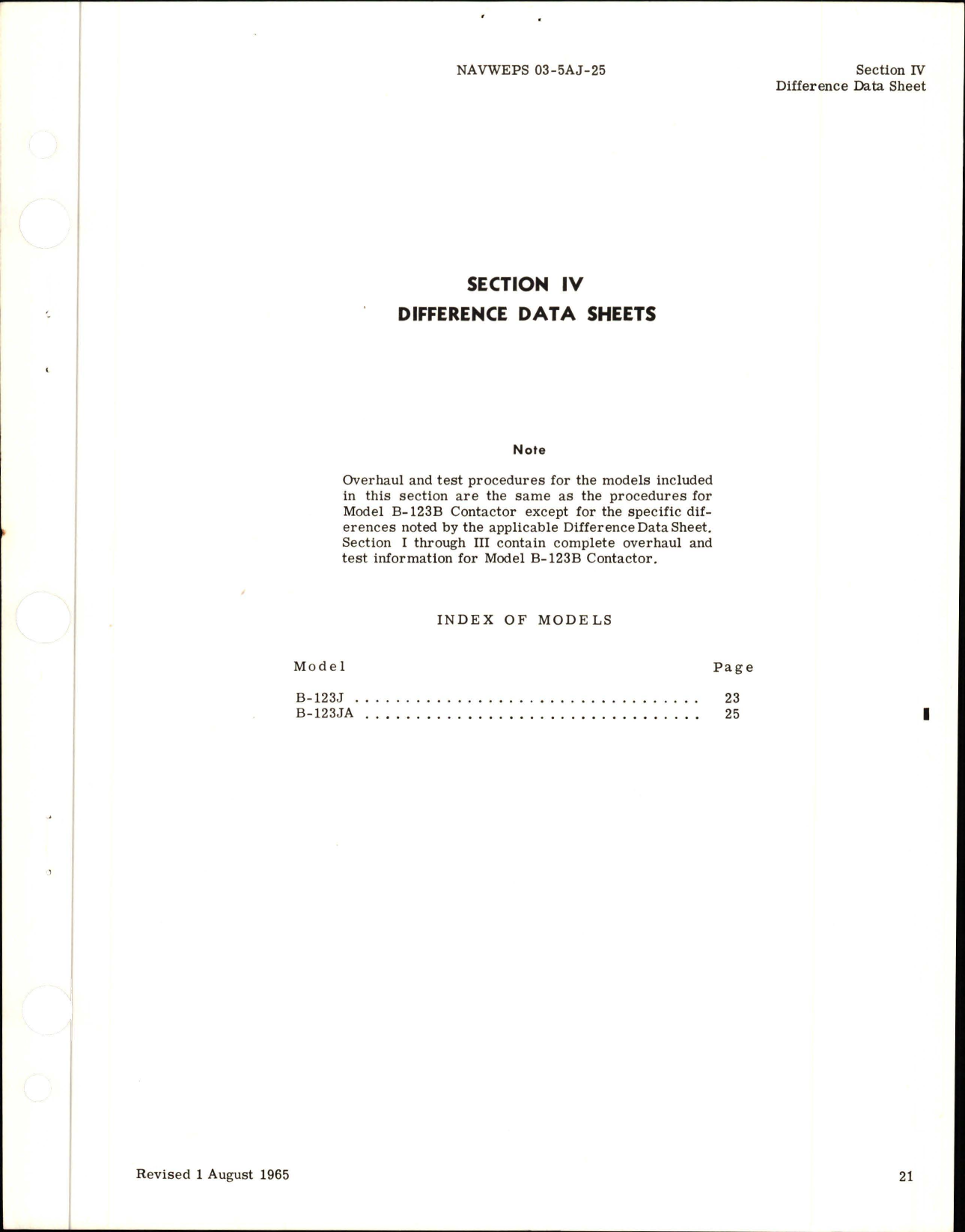 Sample page 5 from AirCorps Library document: Revision to Overhaul Instructions for Contactor - Model B-12B, B-123J, and B-123JA