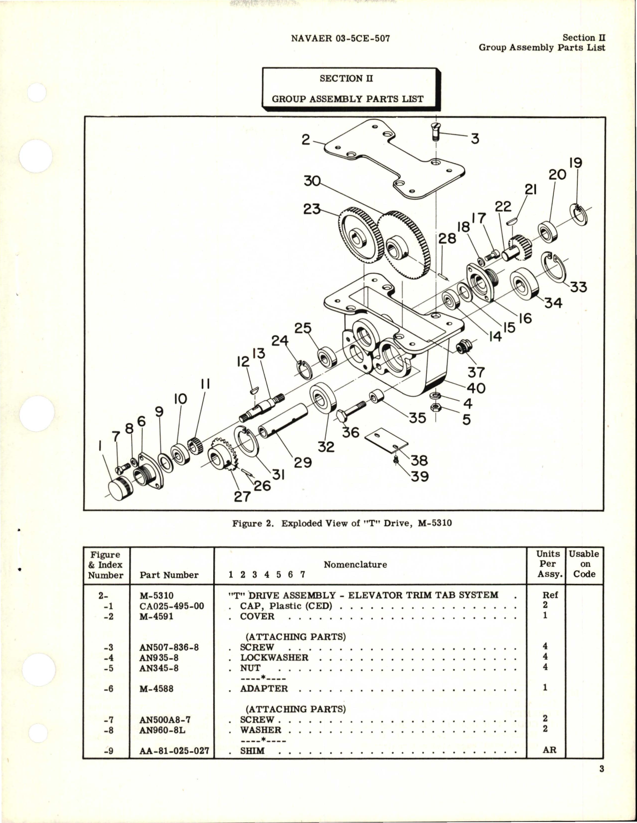 Sample page 5 from AirCorps Library document: Illustrated Parts Breakdown for T Drive - Part M-5310 