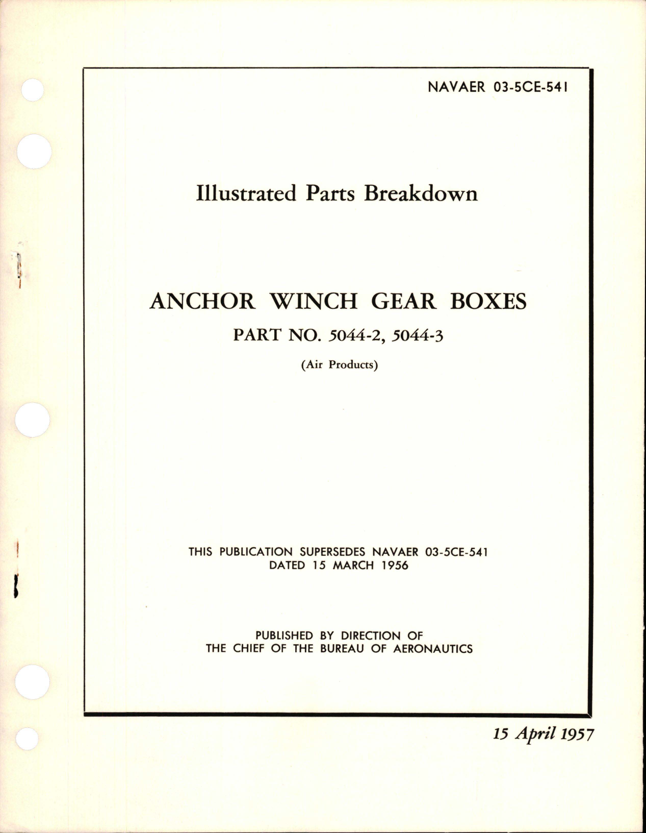 Sample page 1 from AirCorps Library document: Illustrated Parts Breakdown for Anchor Winch Gear Boxes - Parts 5044-2 and 5044-3