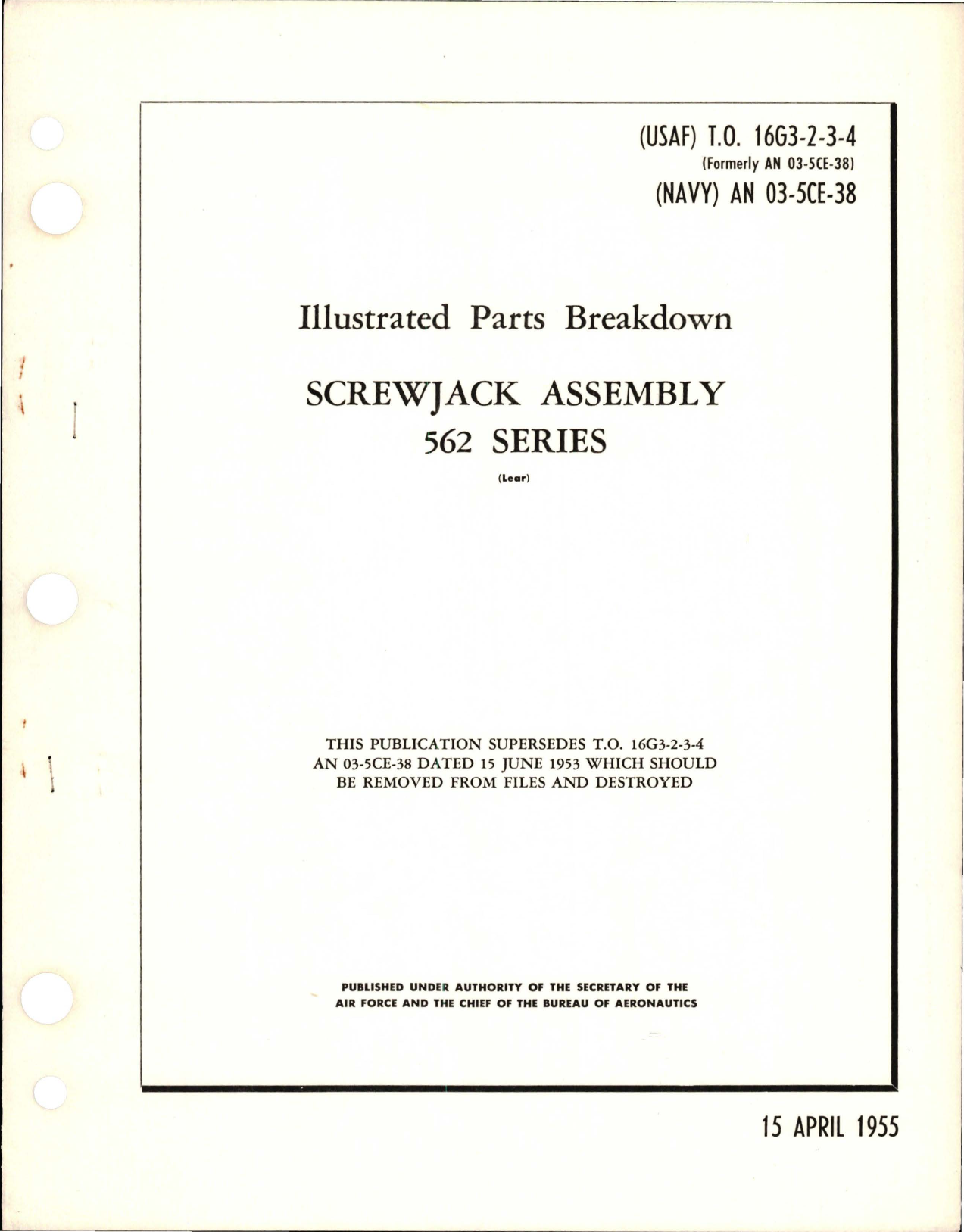 Sample page 1 from AirCorps Library document: Illustrated Parts Breakdown for Screwjack Assembly - 562 Series