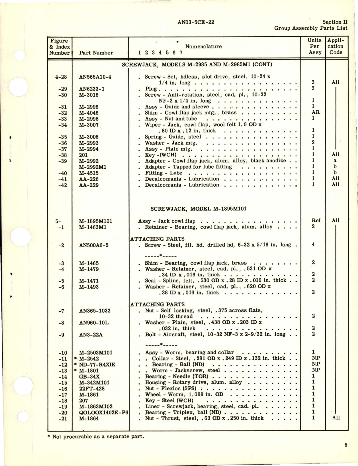 Sample page 7 from AirCorps Library document: Parts Catalog for Screwjacks - Models M-2985, M-2985M1, M-1895M101, and M-4-509