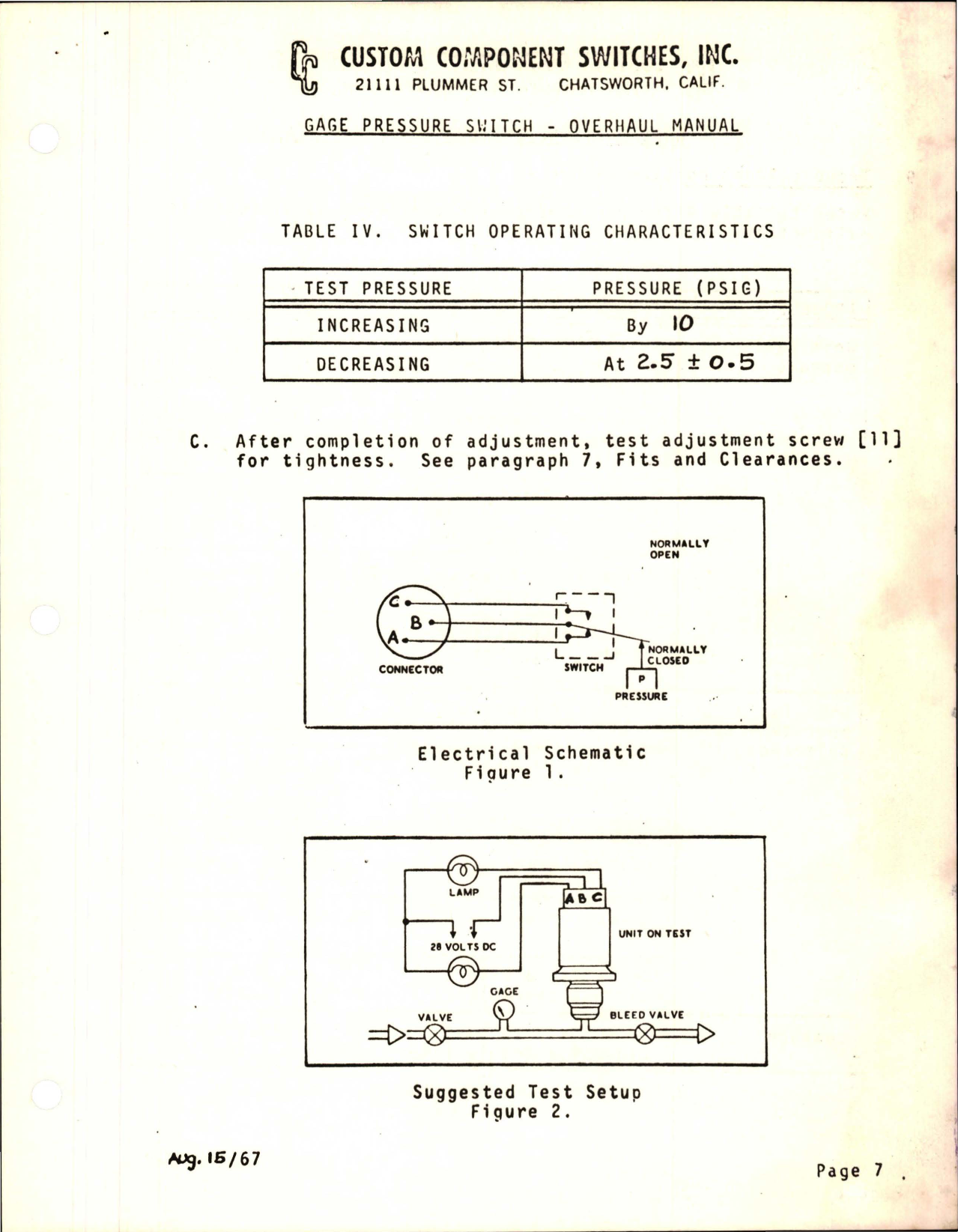 Sample page 7 from AirCorps Library document: Overhaul Manual for Gage Pressure Switch - Part 8G361 and 8G361-1