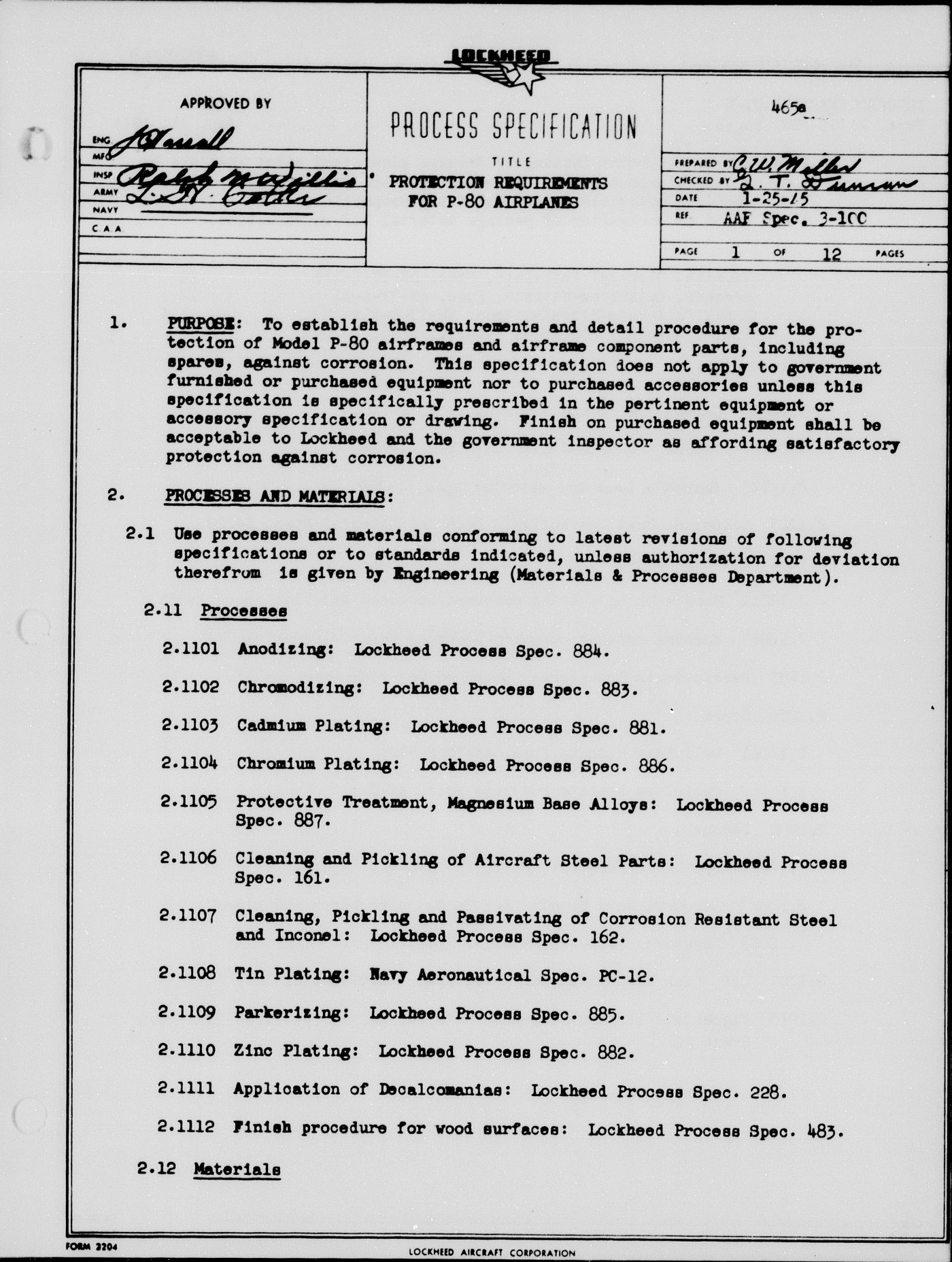 Sample page 5 from AirCorps Library document: Process Specification on Protection Requirements for P-80 Airplanes