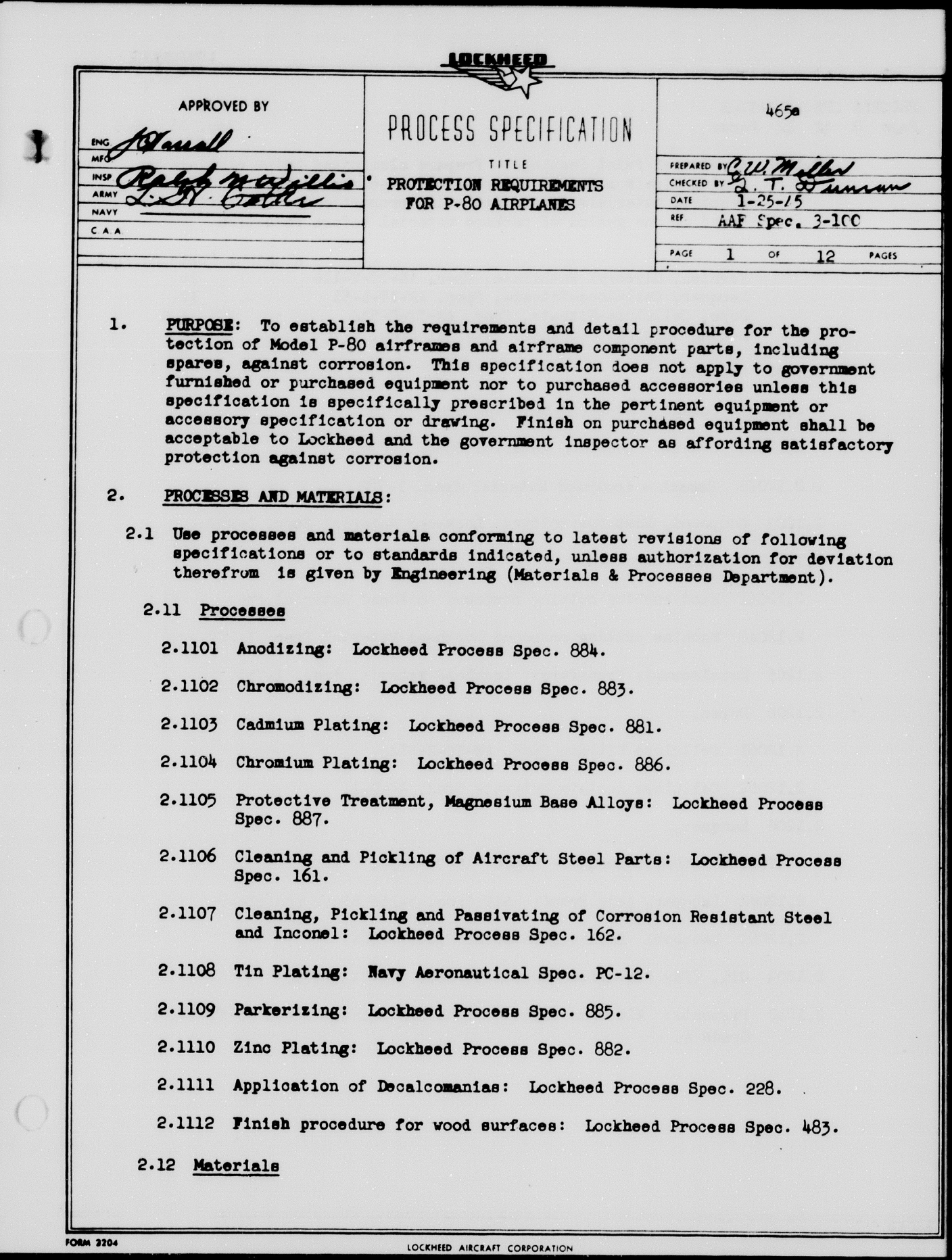 Sample page 7 from AirCorps Library document: Process Specification on Protection Requirements for P-80 Airplanes