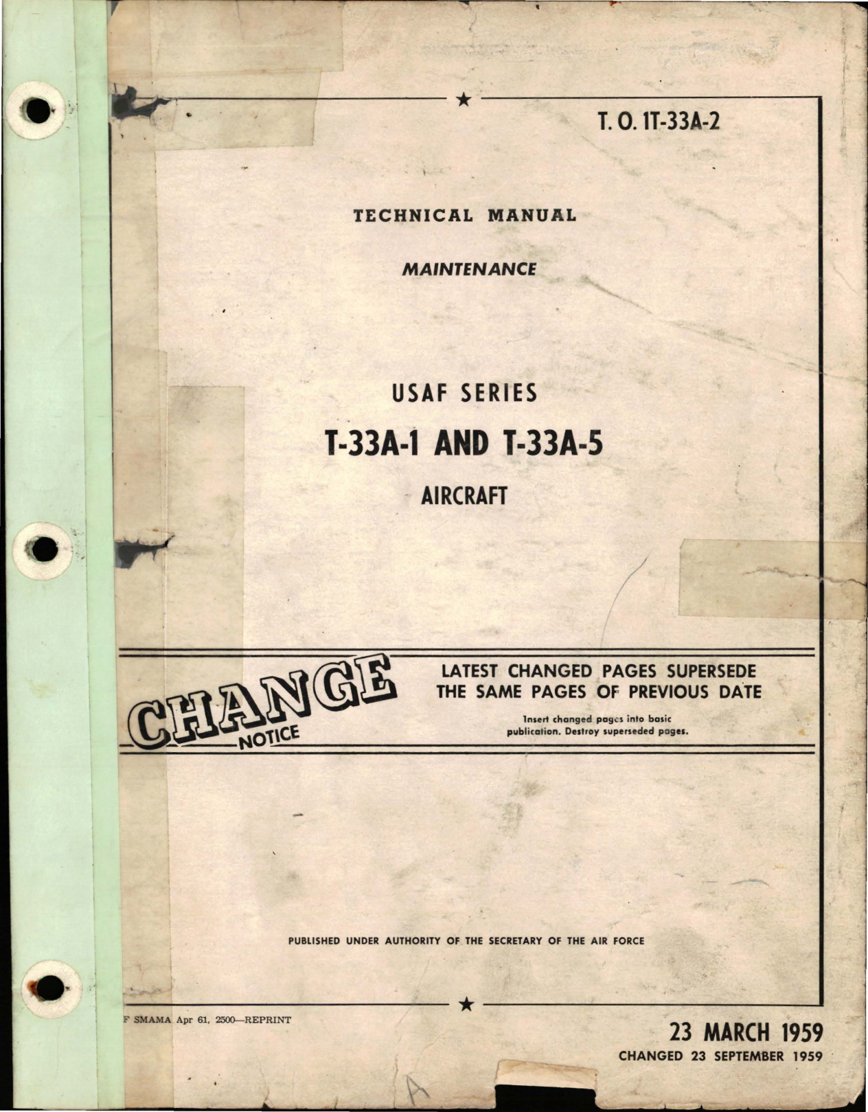 Sample page 1 from AirCorps Library document: Maintenance Manual for T-33A-1 and T-33A-5