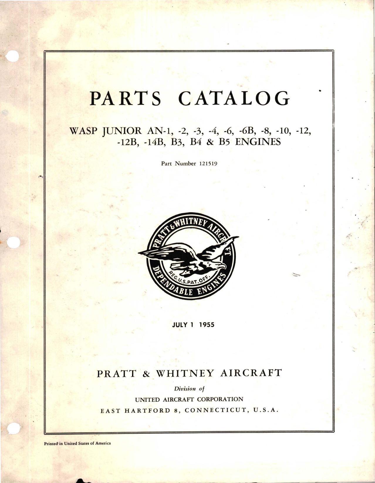 Sample page 1 from AirCorps Library document: Parts Catalog for Wasp Junior - AN-1, AN-2, AN-3, AN-4, AN-6, AN-6B, AN-8, AN-10, AN-12, AN-12B, AN-14B, B3, B4, B5