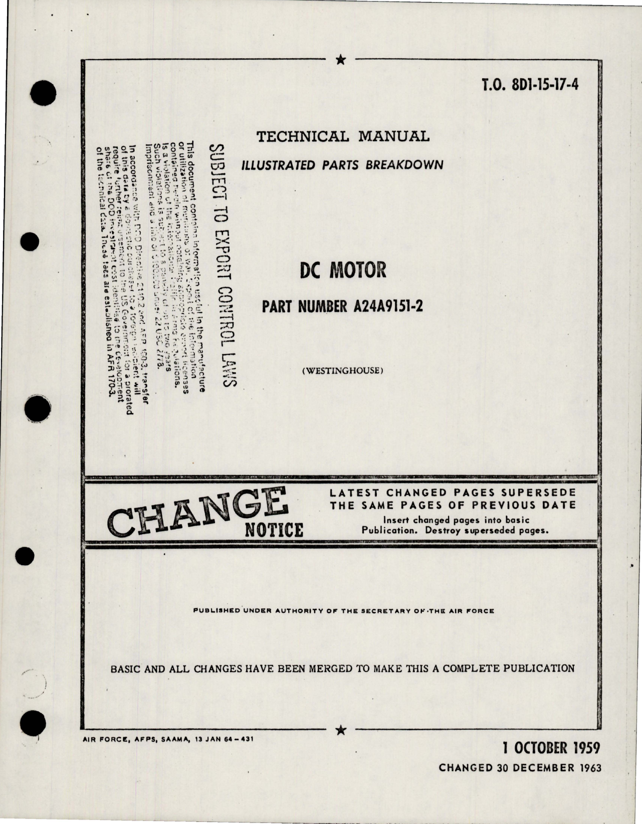 Sample page 1 from AirCorps Library document: Illustrated Parts Breakdown for DC Motor - Part A24A9151-2 