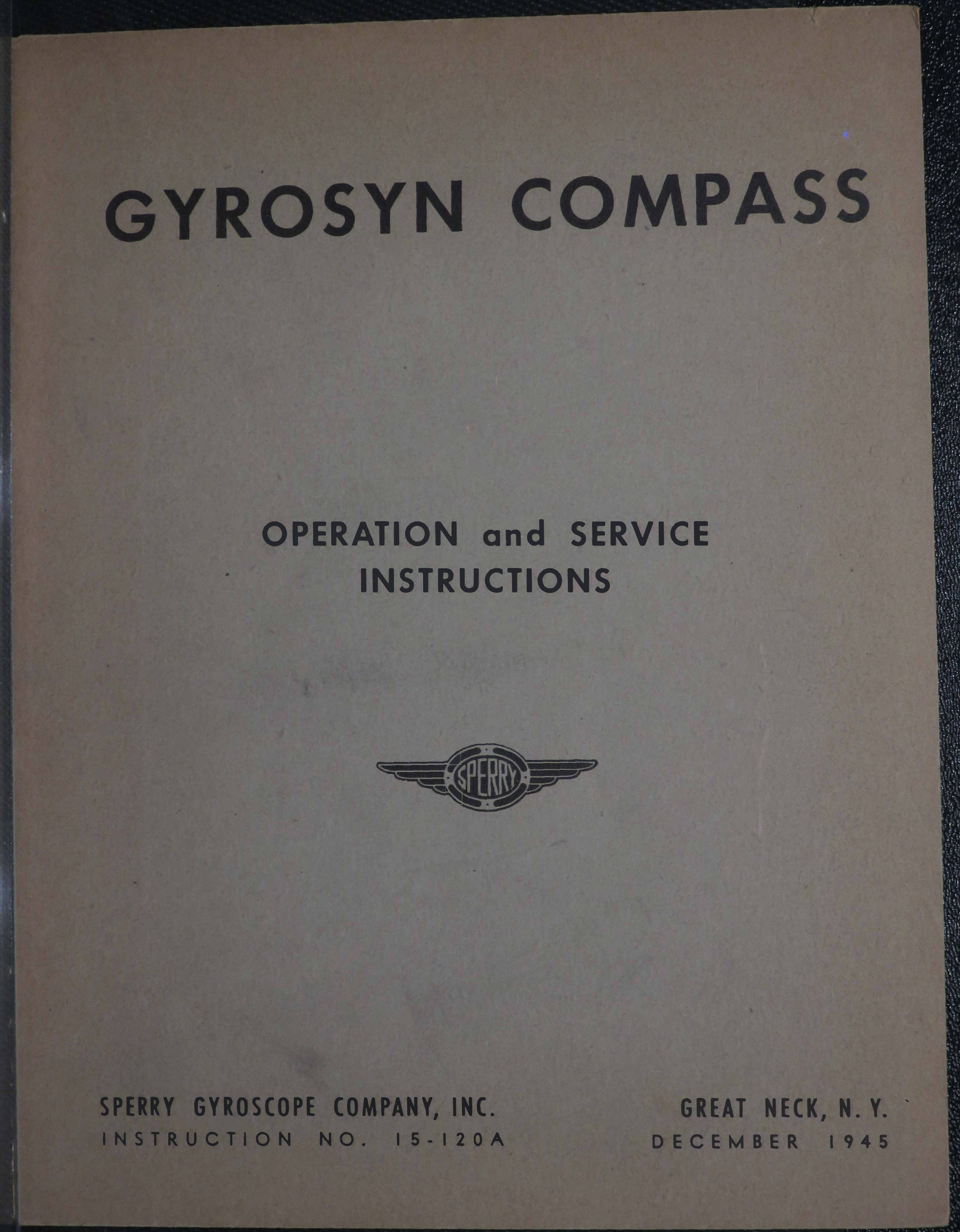 Sample page 1 from AirCorps Library document: Operation and Service Instructions for Gyrosyn Compass