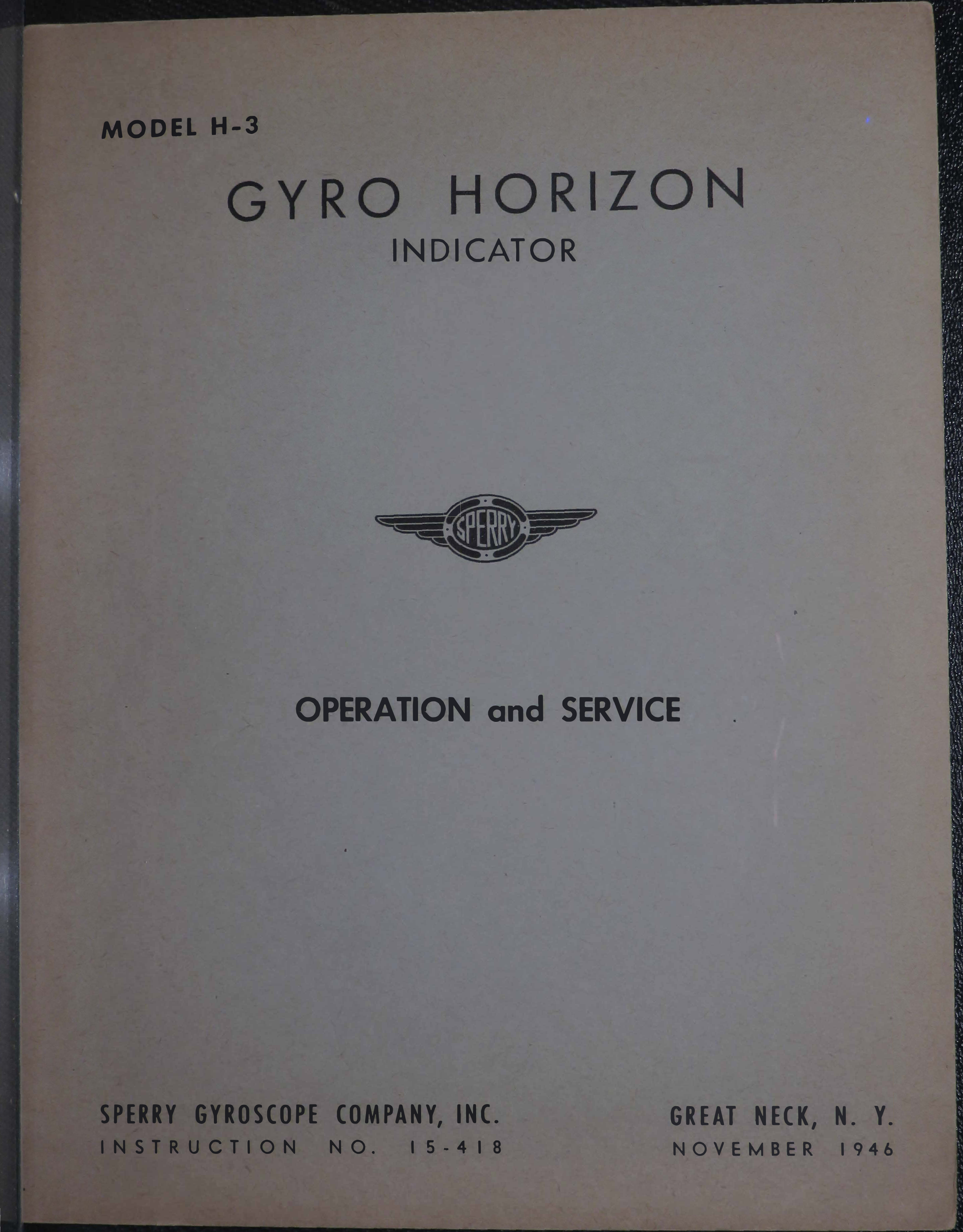 Sample page 1 from AirCorps Library document: Operation and Service for Model H-3 Gyro Horizon Indicator