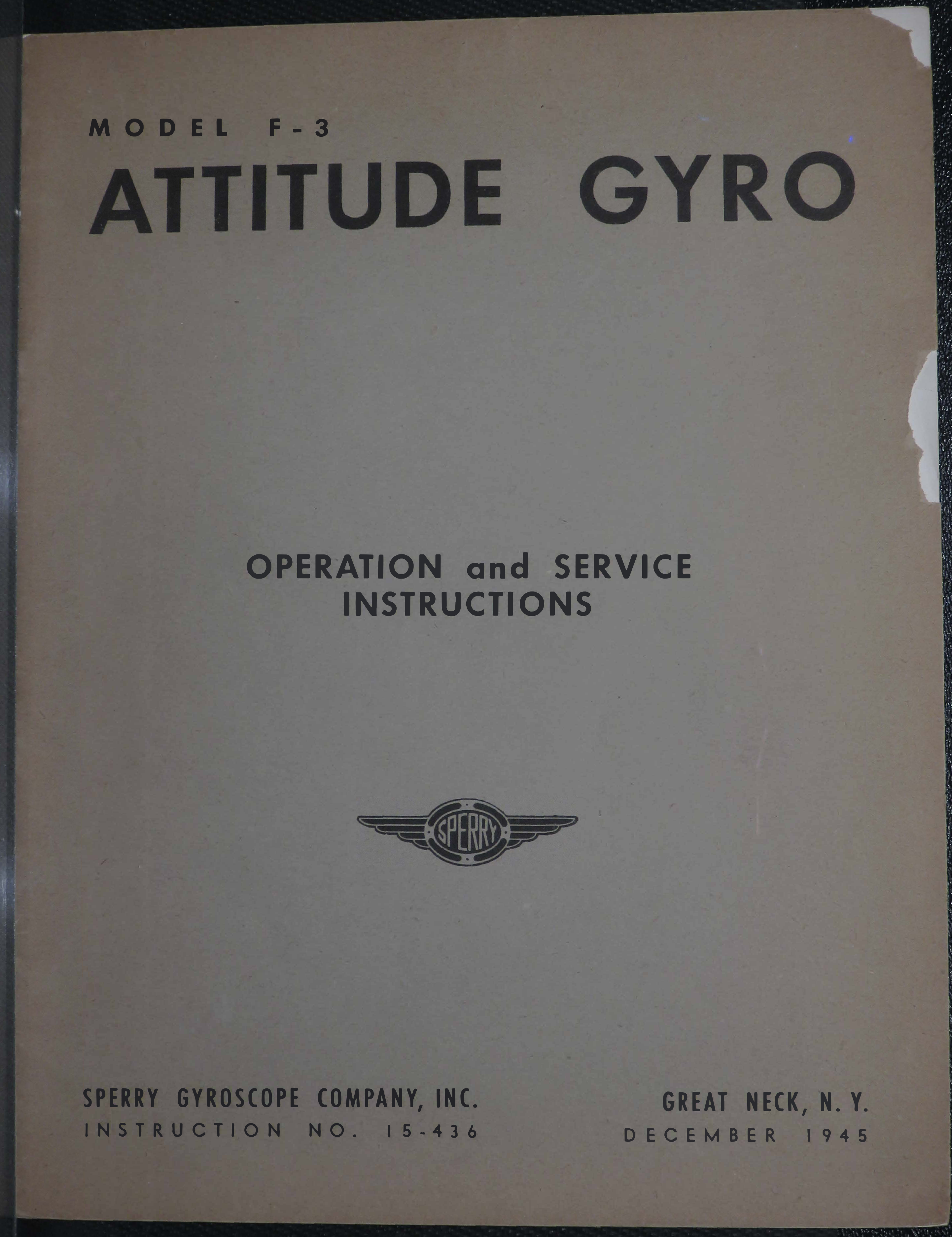 Sample page 1 from AirCorps Library document: Operation and Service Instructions for Attitude Gyro Model F-3