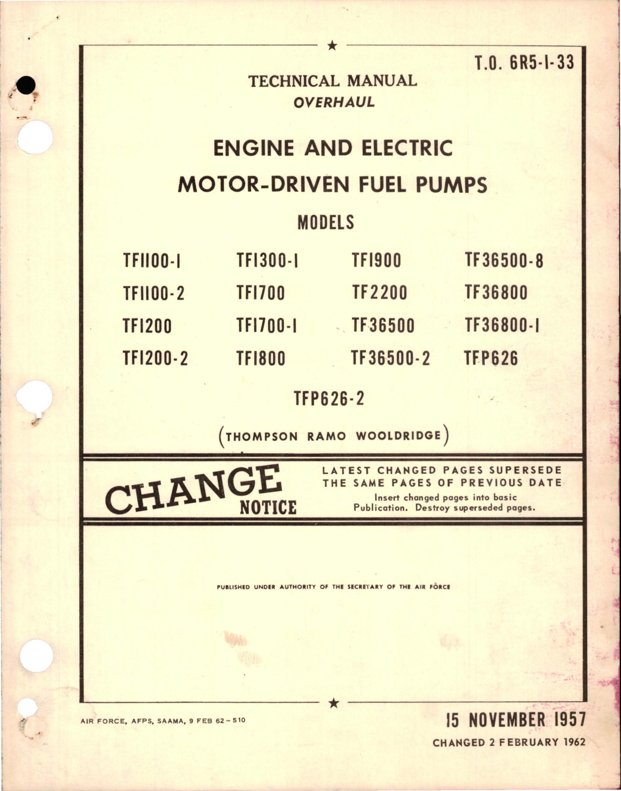 Sample page 1 from AirCorps Library document: Overhaul for Engine and Electric Motor Driven Fuel Pumps 