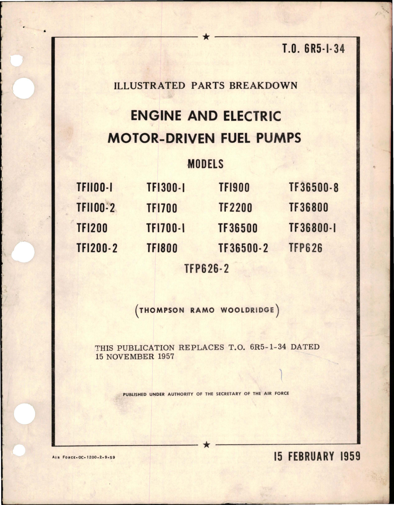 Sample page 1 from AirCorps Library document: Illustrated Parts Breakdown for Engine and Electric Motor Driven Fuel Pumps